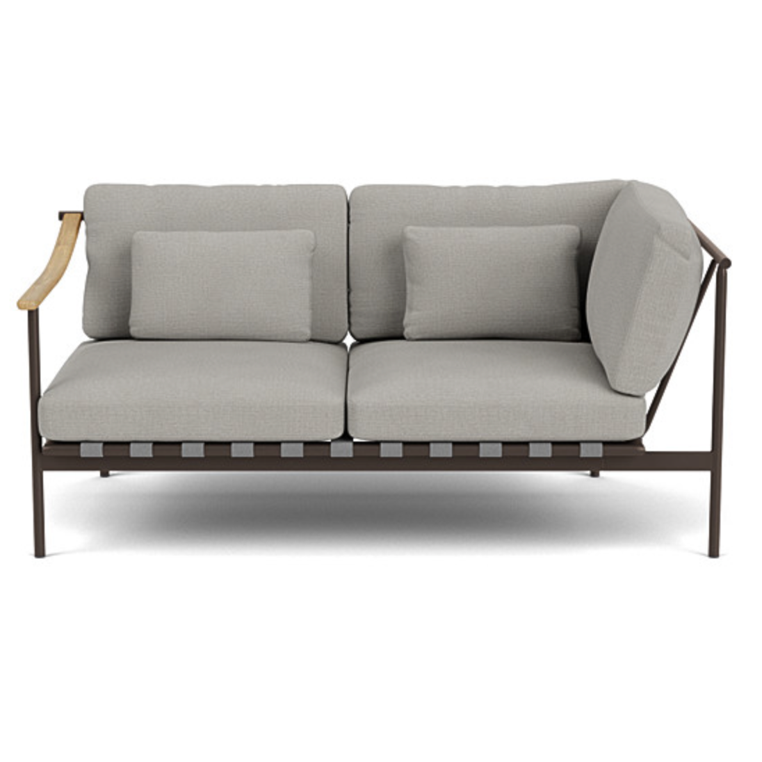 Barlow Tyrie I Around Deep Seating Zweisitzer-Eckmodul mit Teakarmlehne links