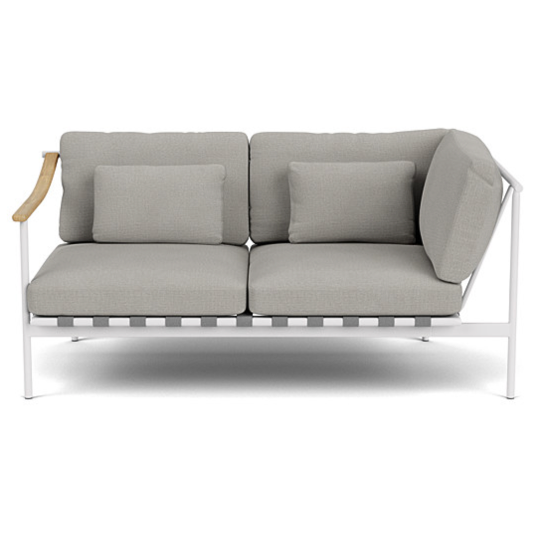 Barlow Tyrie I Around Deep Seating Zweisitzer-Eckmodul mit Teakarmlehne links