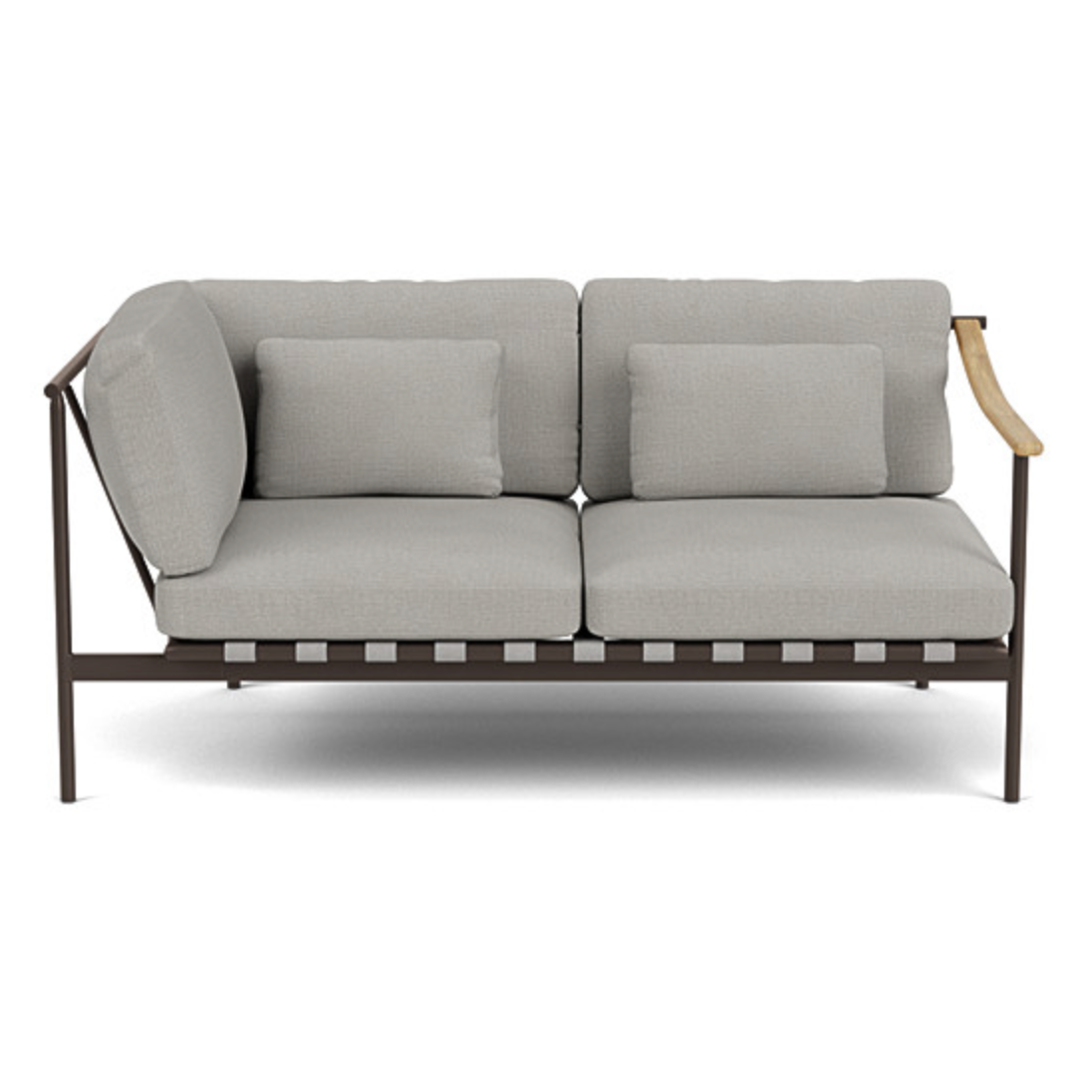 Barlow Tyrie I Around Deep Seating Zweisitzer-Eckmodul mit Teakarmlehne rechts