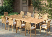 Garten-Stuhl Teak-Essgruppe – Ausziehtisch 180/240 cm mit sechs Stapelstühlen aus SVLK-Teak