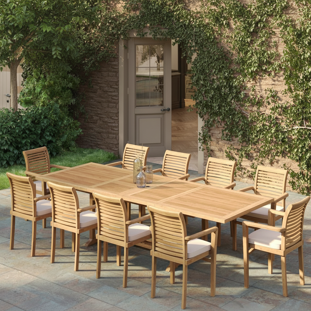 Garden Chair | Teak Dining Set: Extendable Table 180/240 cm + 6 Chairs