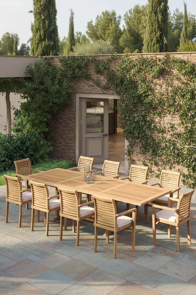Garden Chair | Teak Dining Set: Extendable Table 180/240 cm + 6 Chairs