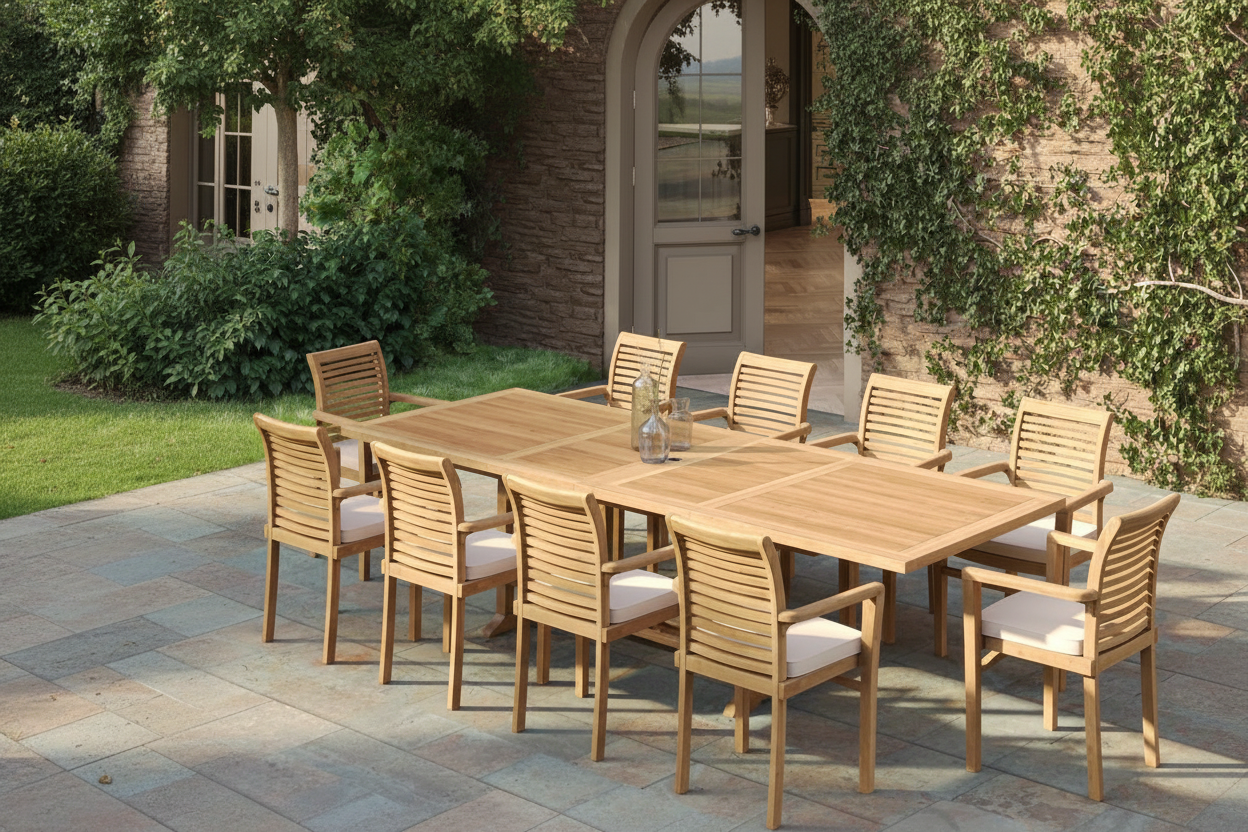 Garden Chair | Teak Dining Set: Extendable Table 180/240 cm + 6 Chairs