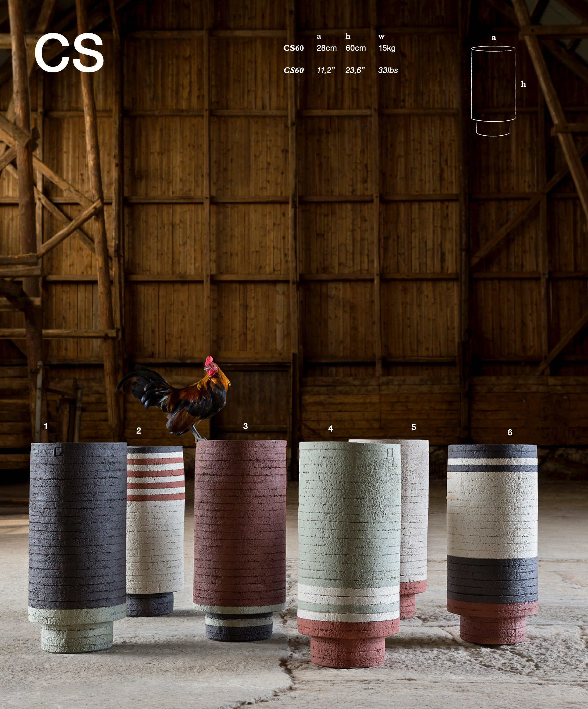 Das Modell CS60 eignet sich perfekt für den Einsatz im Innen- und Außenbereich. Es verleiht jedem Raum eine elegante und kraftvolle Ausstrahlung.