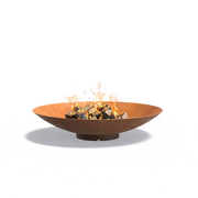 Elegantes Design: Mit ihrer runden Form und dem erhöhten Sockel bringt die Feuerschale Eleganz und Gemütlichkeit in jeden Garten.
