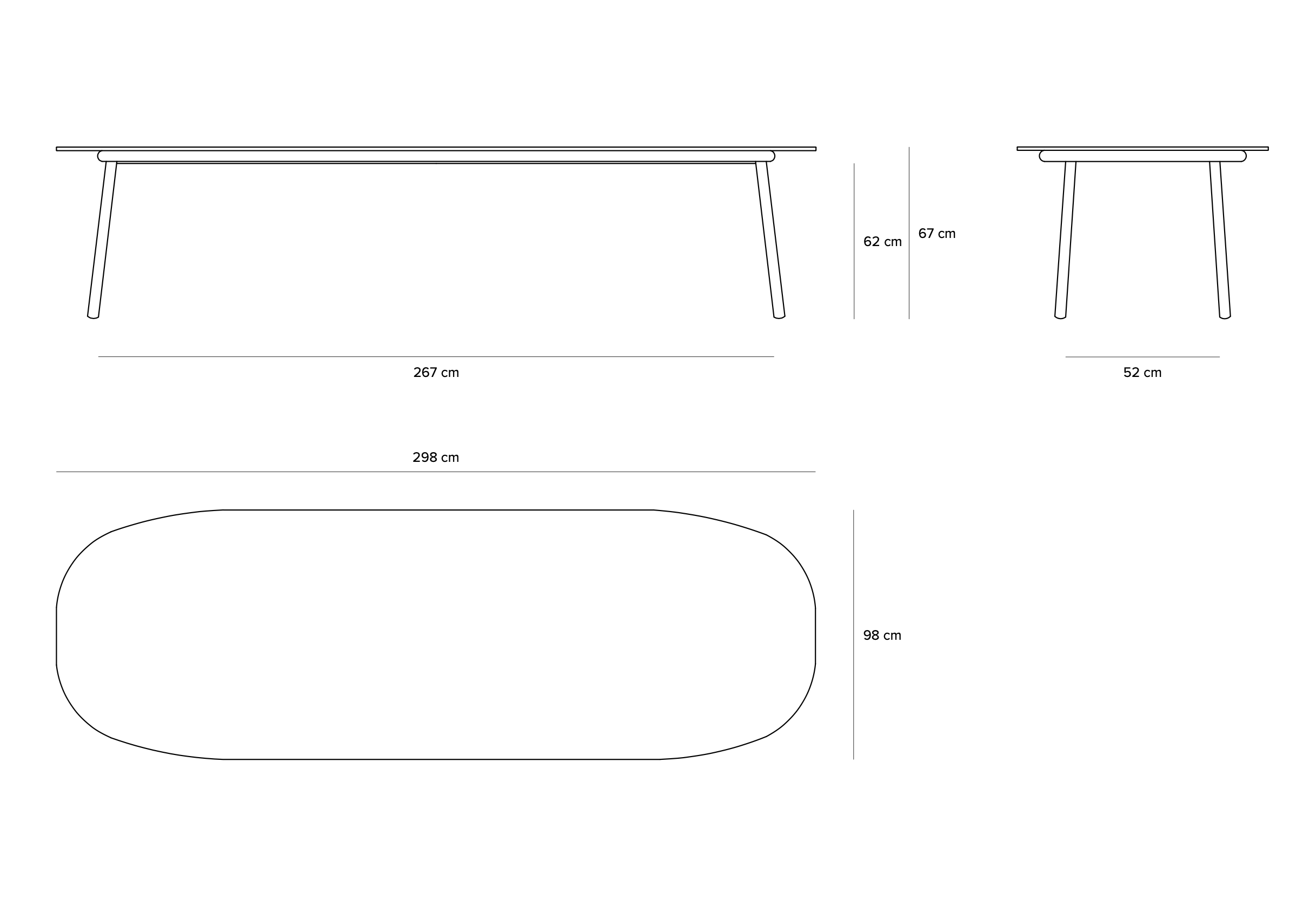 Tribu I Tosca niedriger Esstisch 298 cm, oval