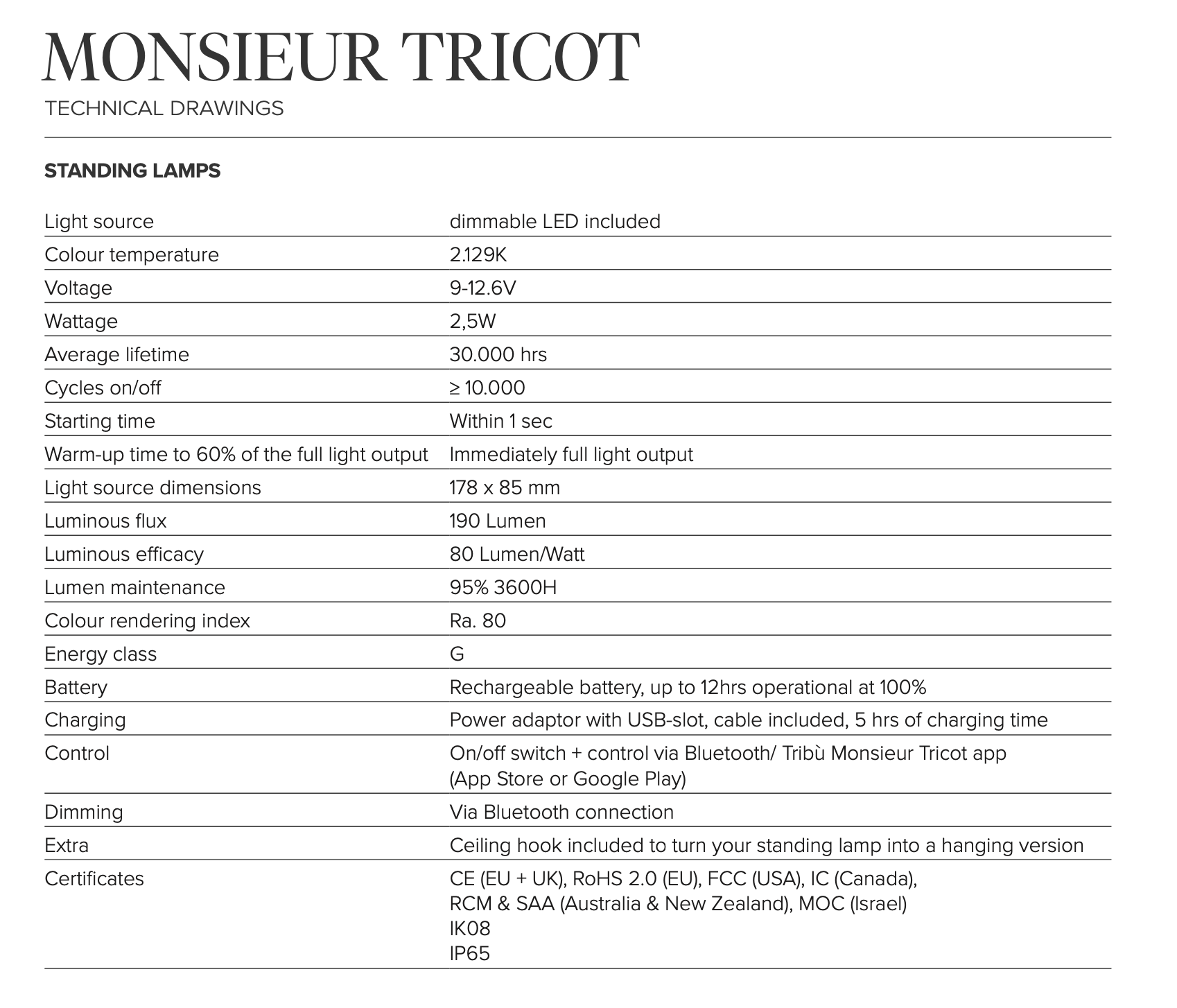 Tribu I Monsieur Tricot Cachet Stehleuchte