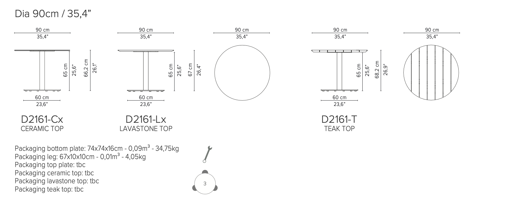 Tribu I T-Table niedriger Esstisch 90 cm, rund