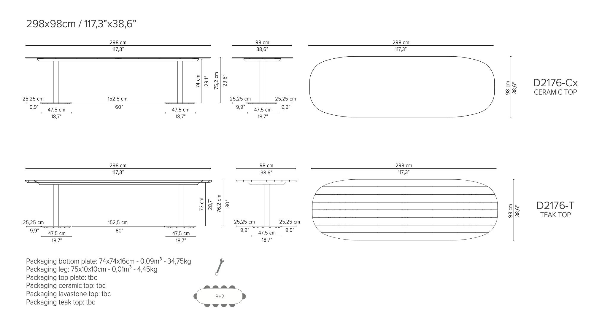 Tribu I T-Table Esstisch 298 cm, oval