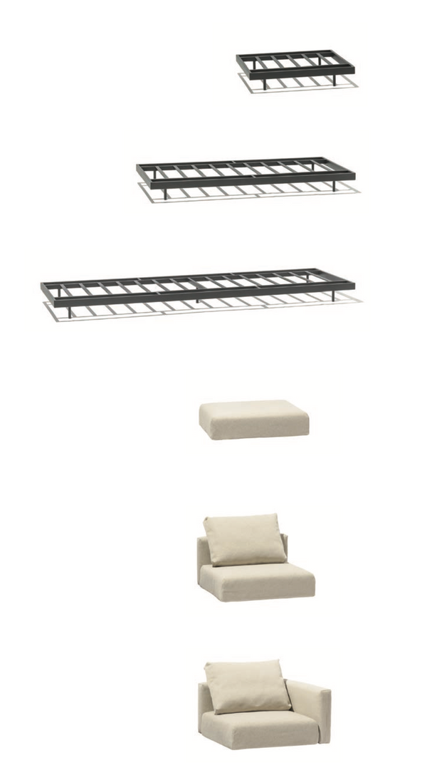 Todus Dongo modular lounge sofa U-shape with 2 tables 453/361 cm