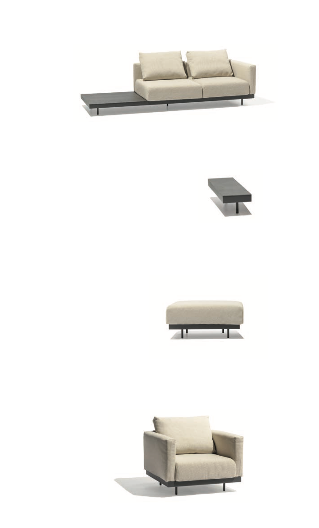 Todus I Dongo modulares Eck-Loungesofa mit Tisch 361/274 cm