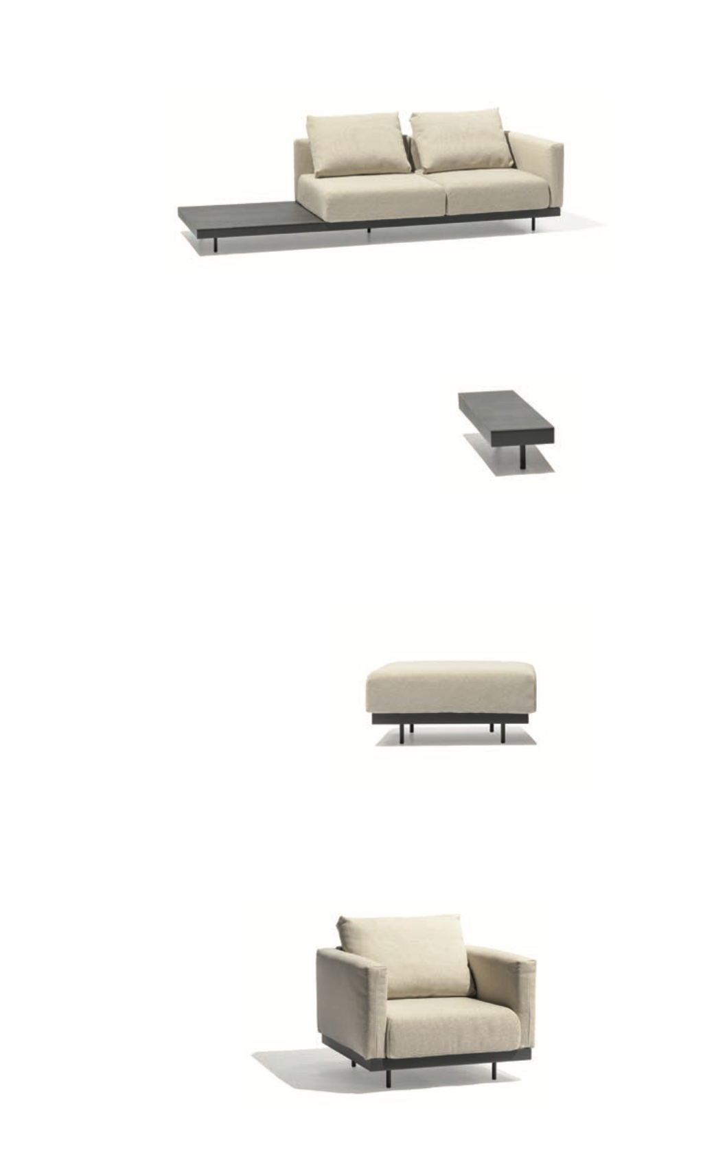 Canapé lounge modulable Todus Dongo en forme de U avec table 363/272 cm