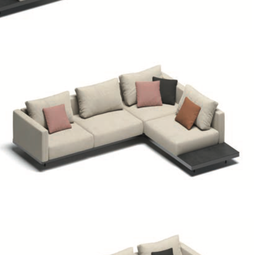 Canapé lounge d'angle modulable Todus Dongo avec étagère 274/227 cm