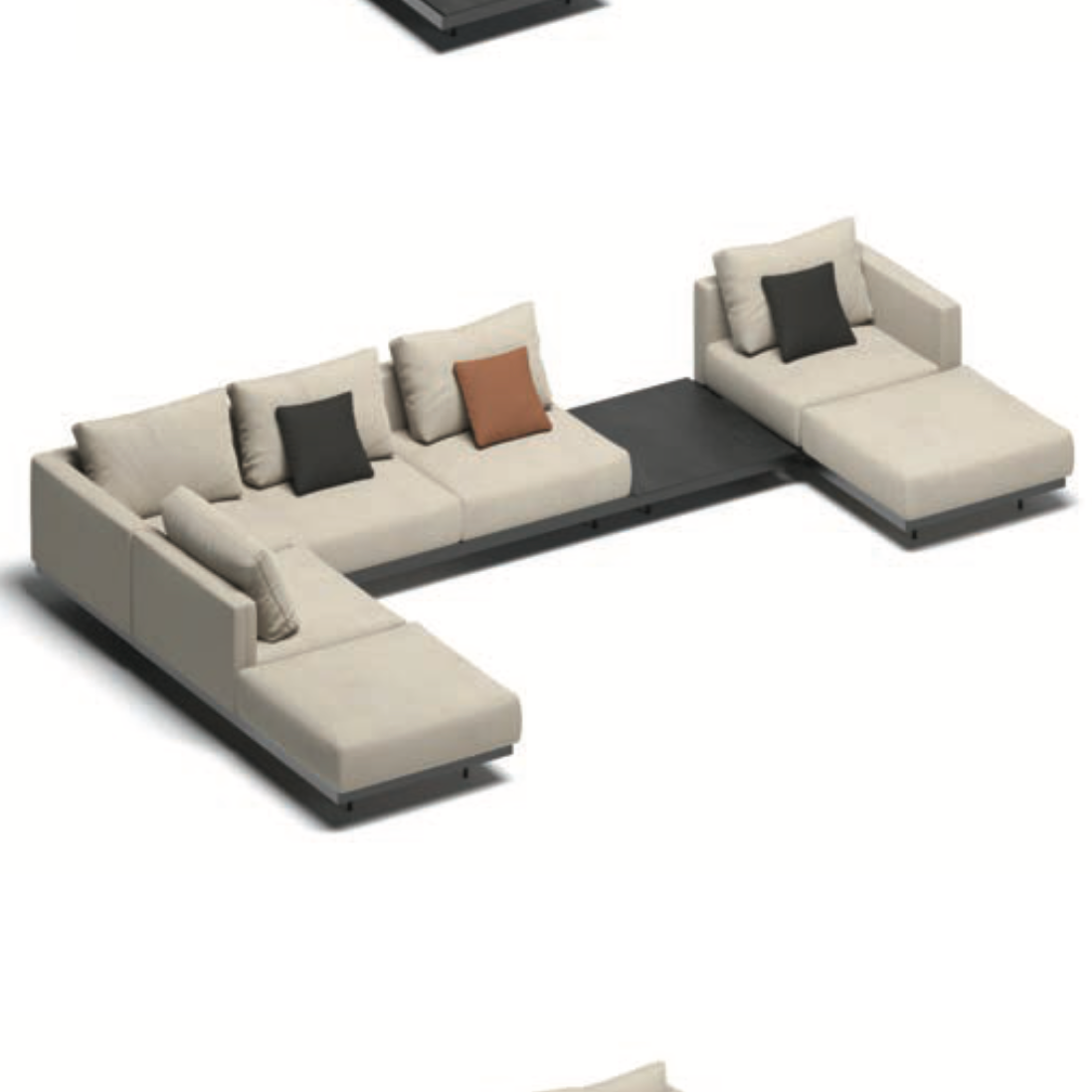 Todus Dongo modular lounge sofa U-shape with table 453/273 cm