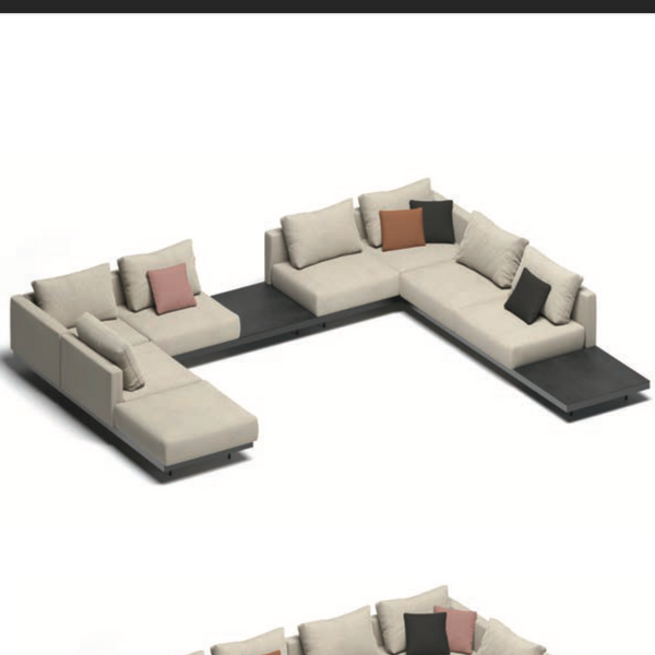 Canapé lounge modulable Todus Dongo en forme de U avec 2 tables 453/361 cm