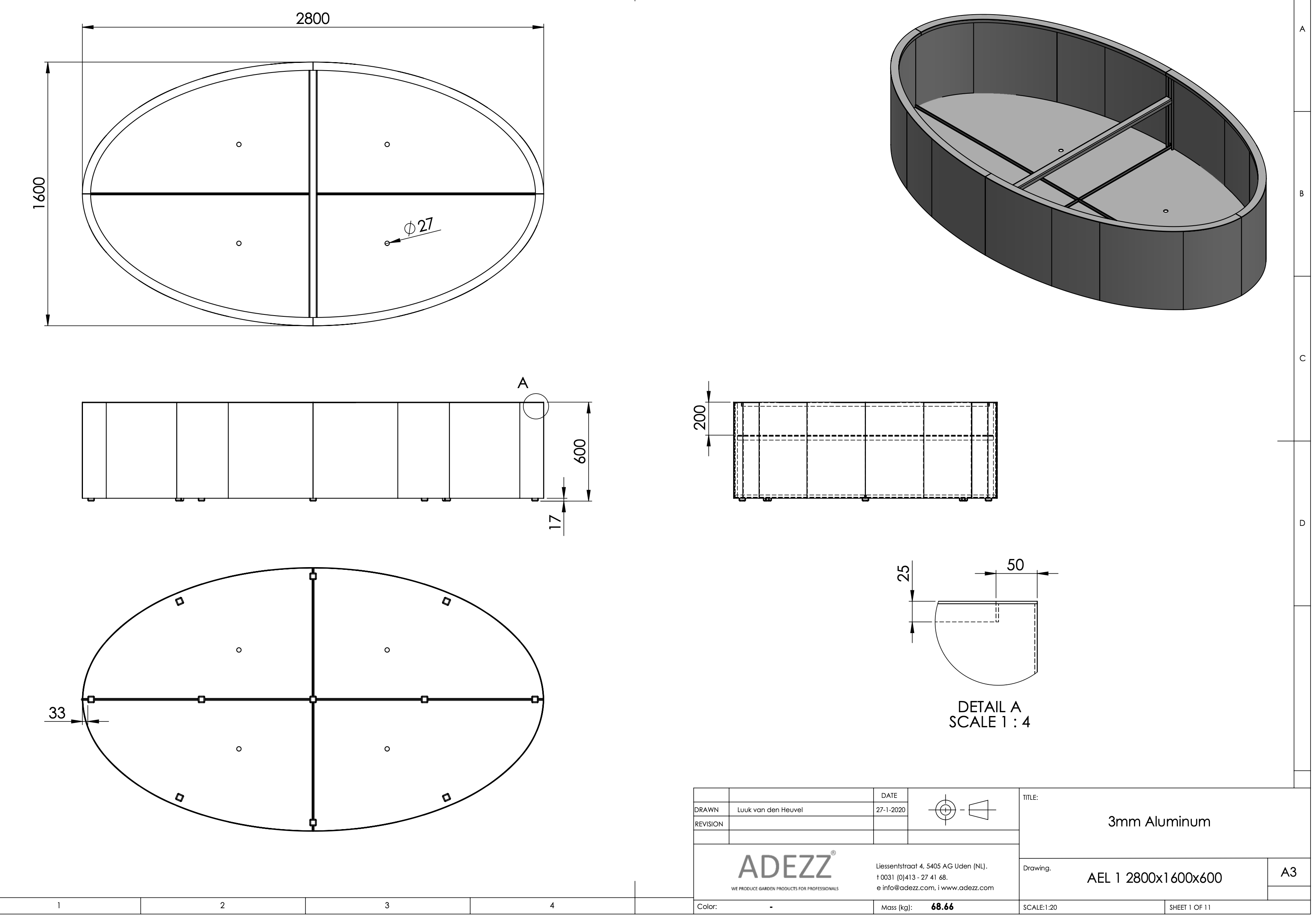Adezz I Ellipse aus Aluminium