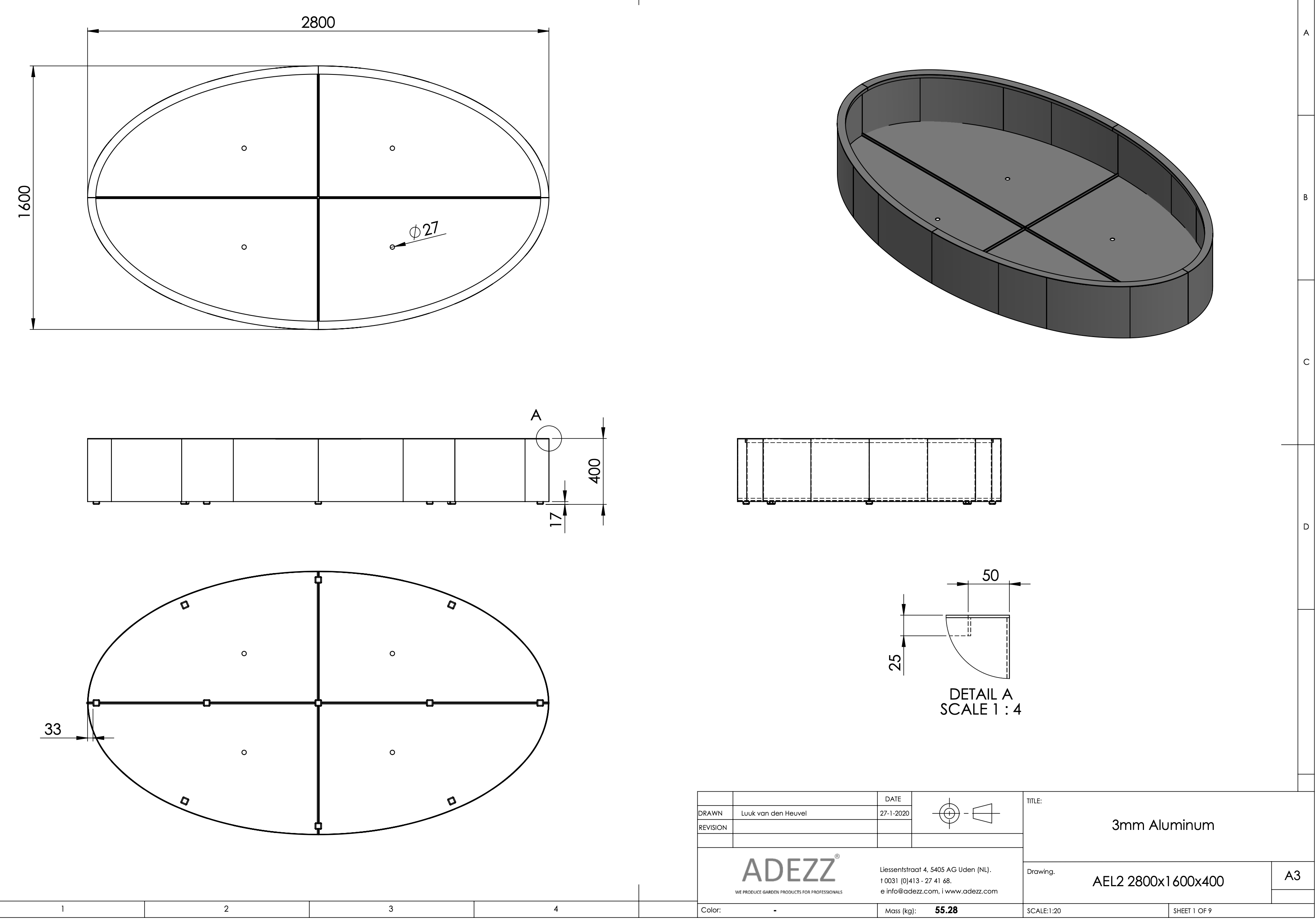 Adezz I Ellipse aus Aluminium