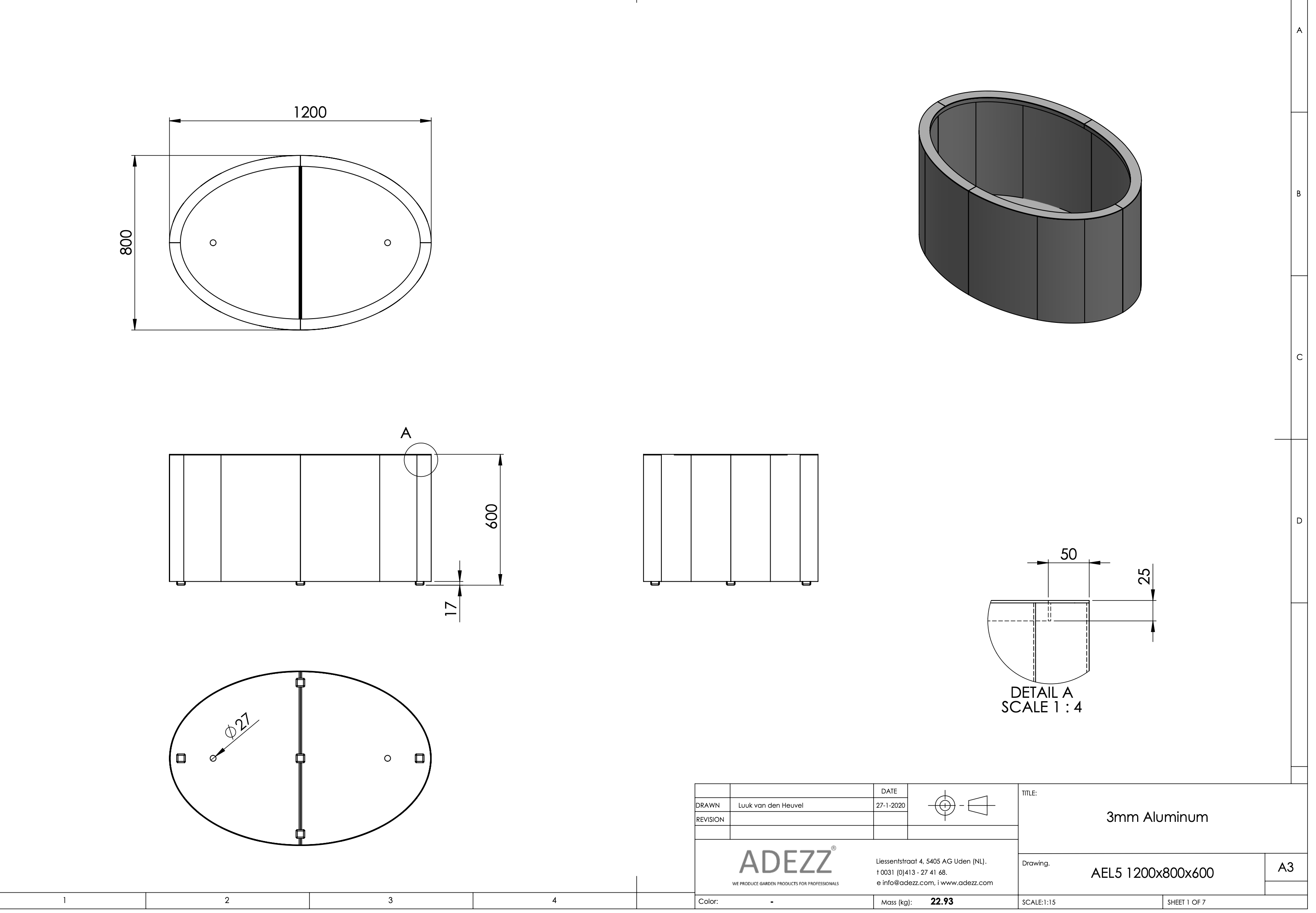 Adezz I Ellipse aus Aluminium