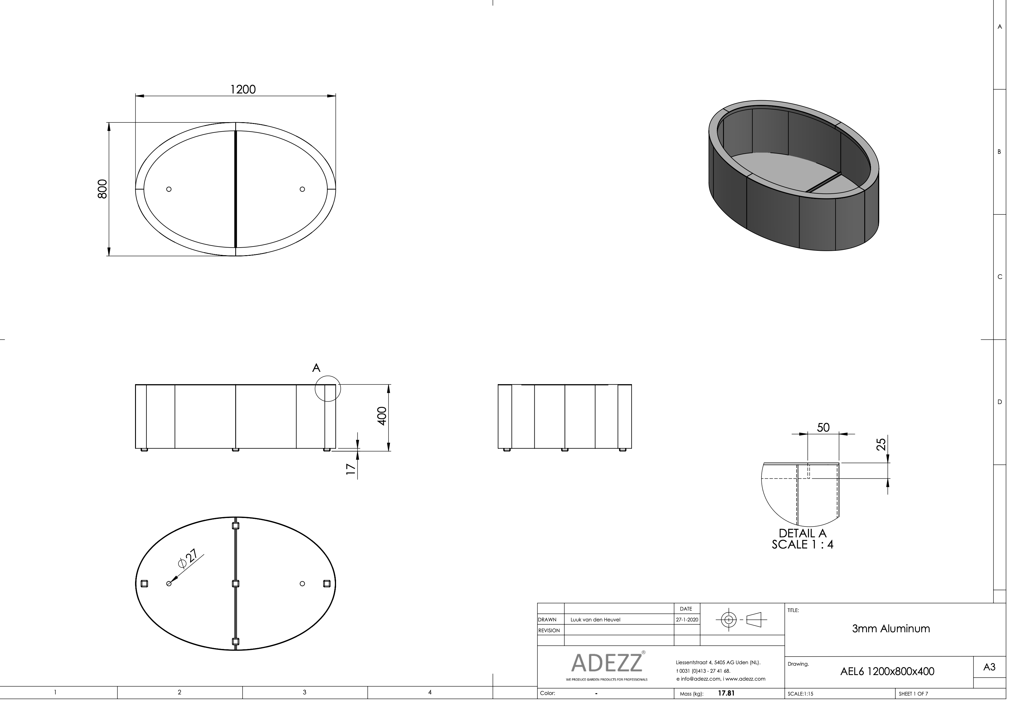 Adezz I Ellipse aus Aluminium