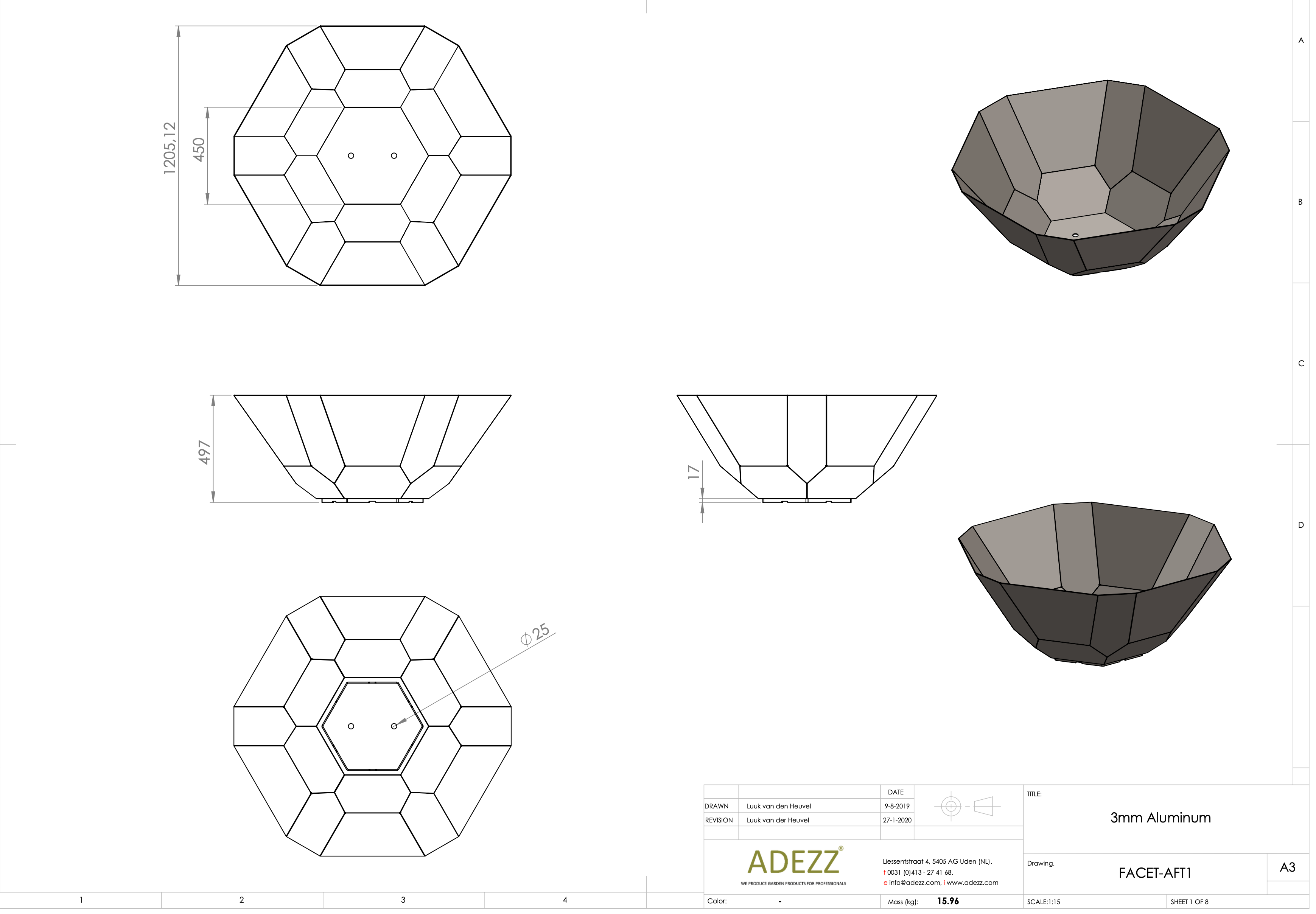 Adezz I Facet Pflanzgefäß aus Aluminium