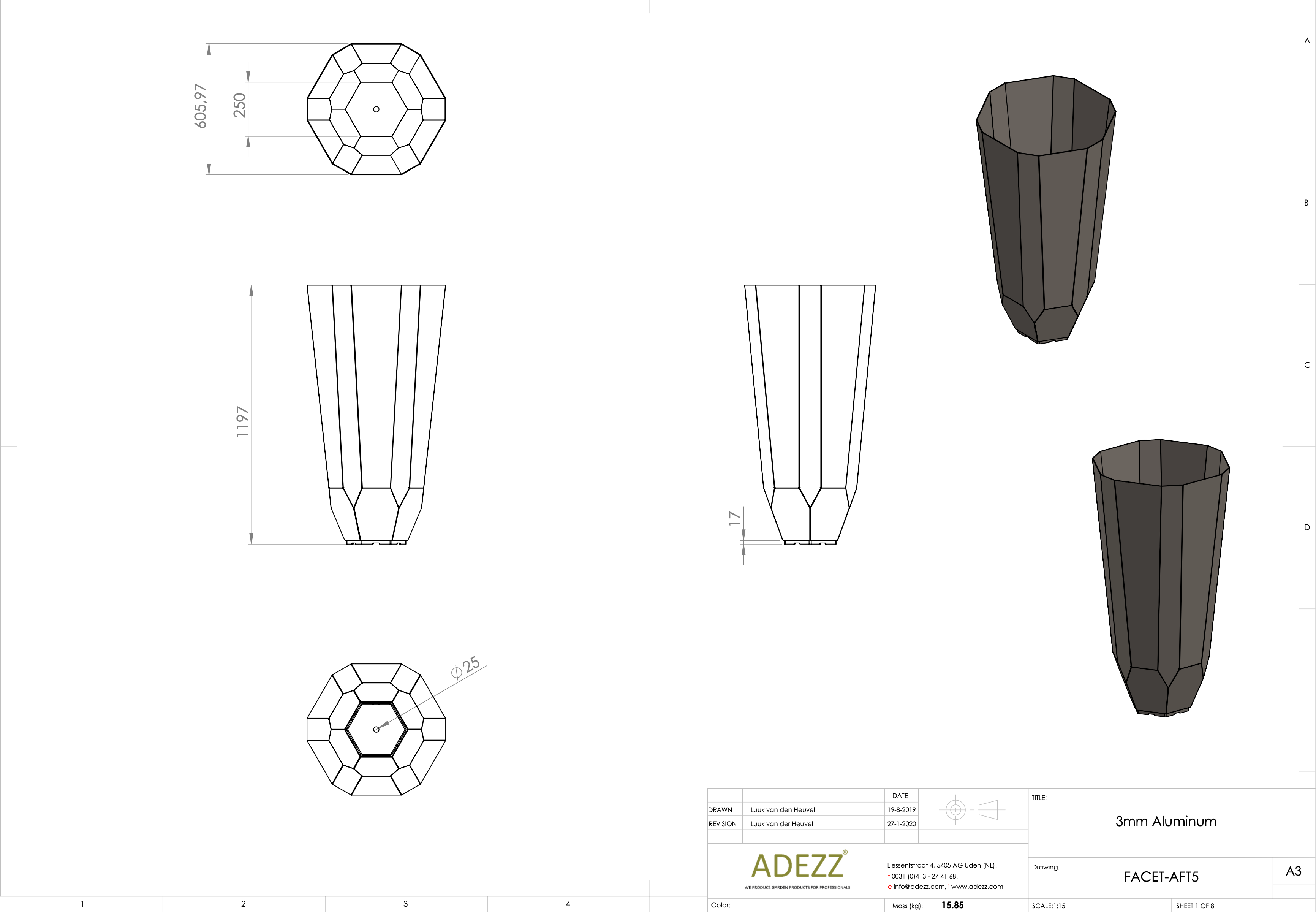 Adezz I Facet Pflanzgefäß aus Aluminium