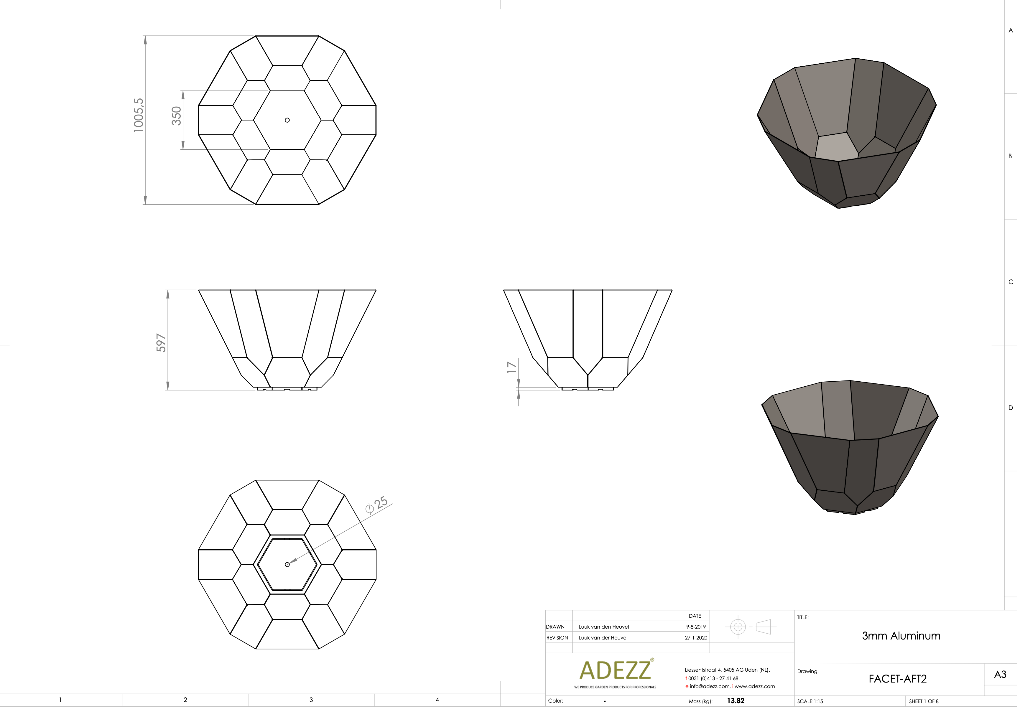 Adezz I Facet Pflanzgefäß aus Aluminium