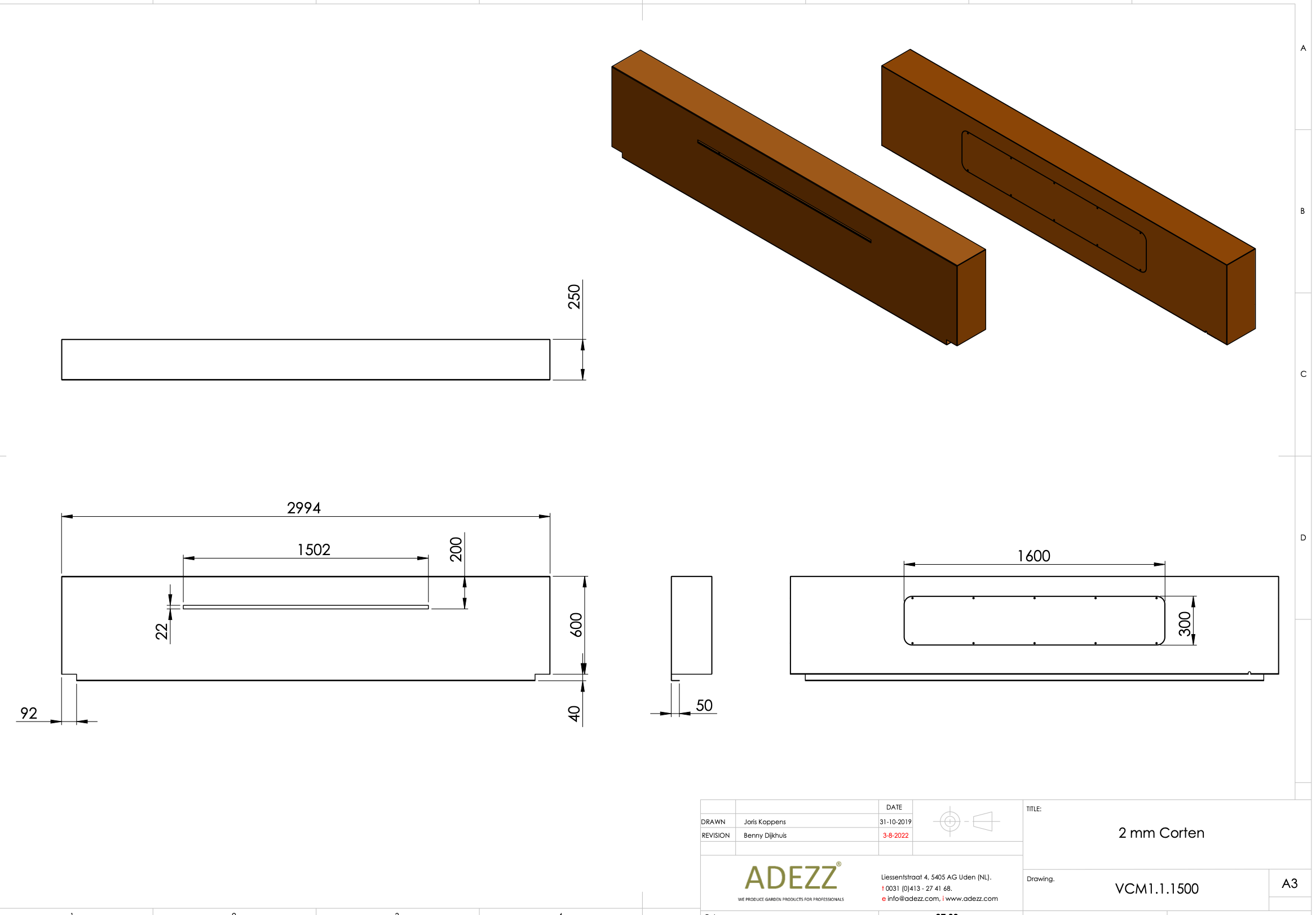 Adezz I Feste Teichwand aus Cortenstahl