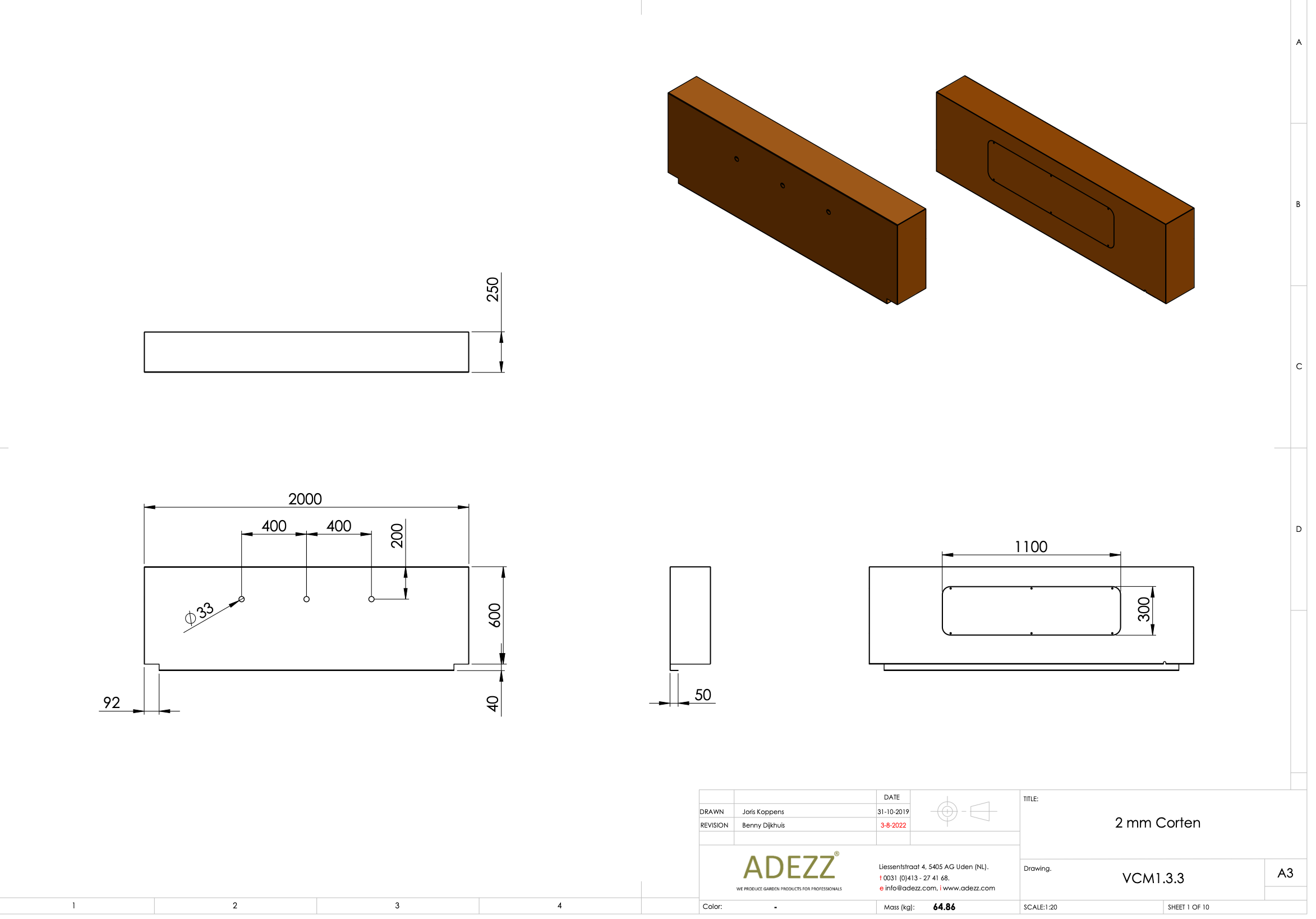 Adezz I Feste Teichwand aus Cortenstahl
