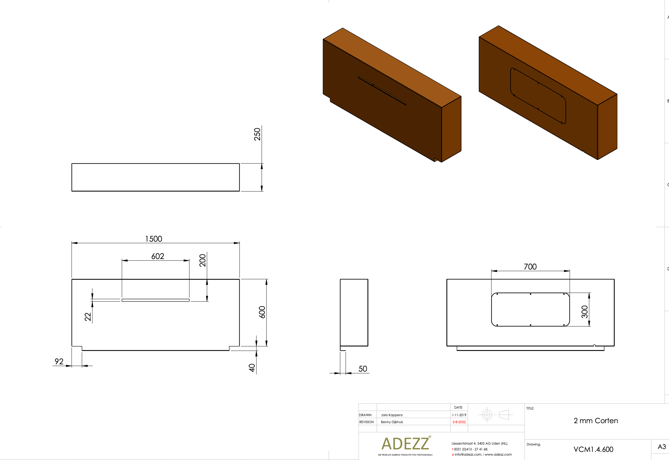 Adezz I Feste Teichwand aus Cortenstahl