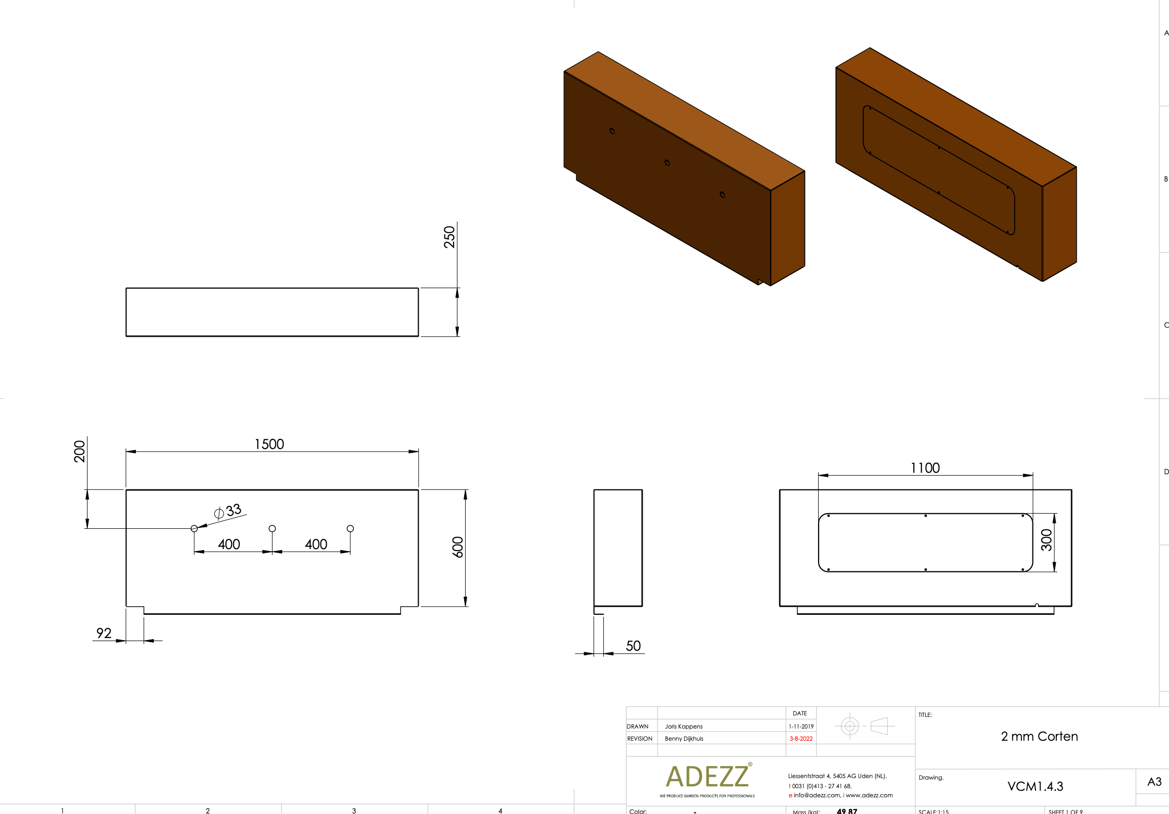 Adezz I Feste Teichwand aus Cortenstahl