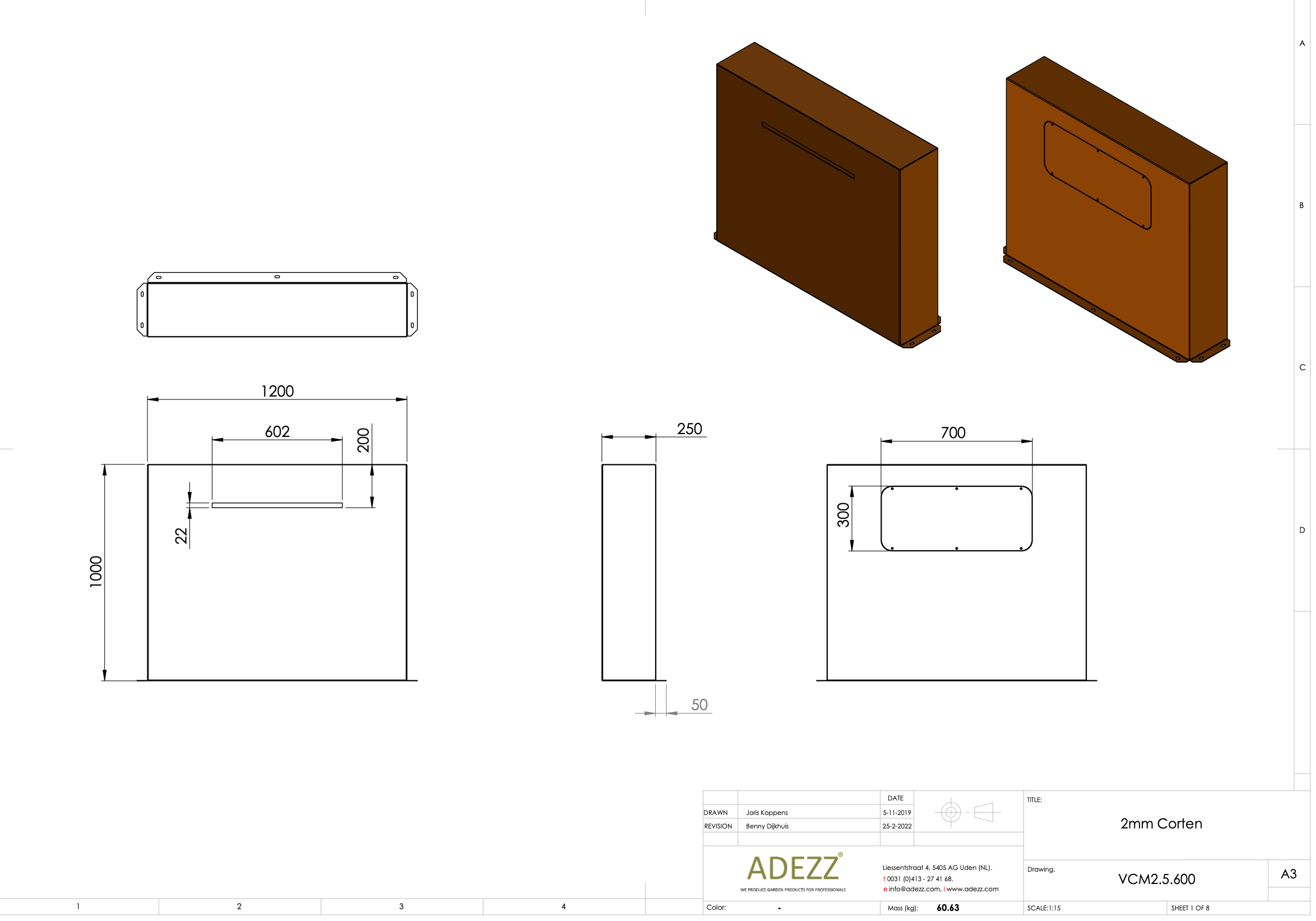 Adezz I Teichwand freistehend aus Cortenstahl