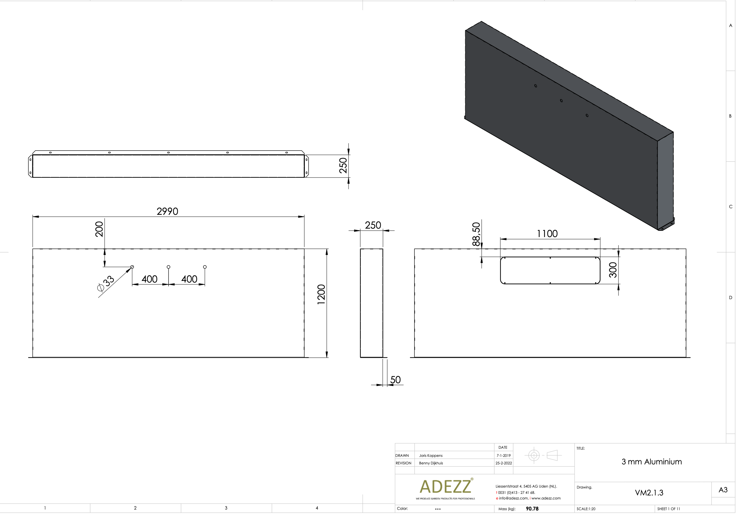 Adezz I Freistehende Teichwand aus Aluminium