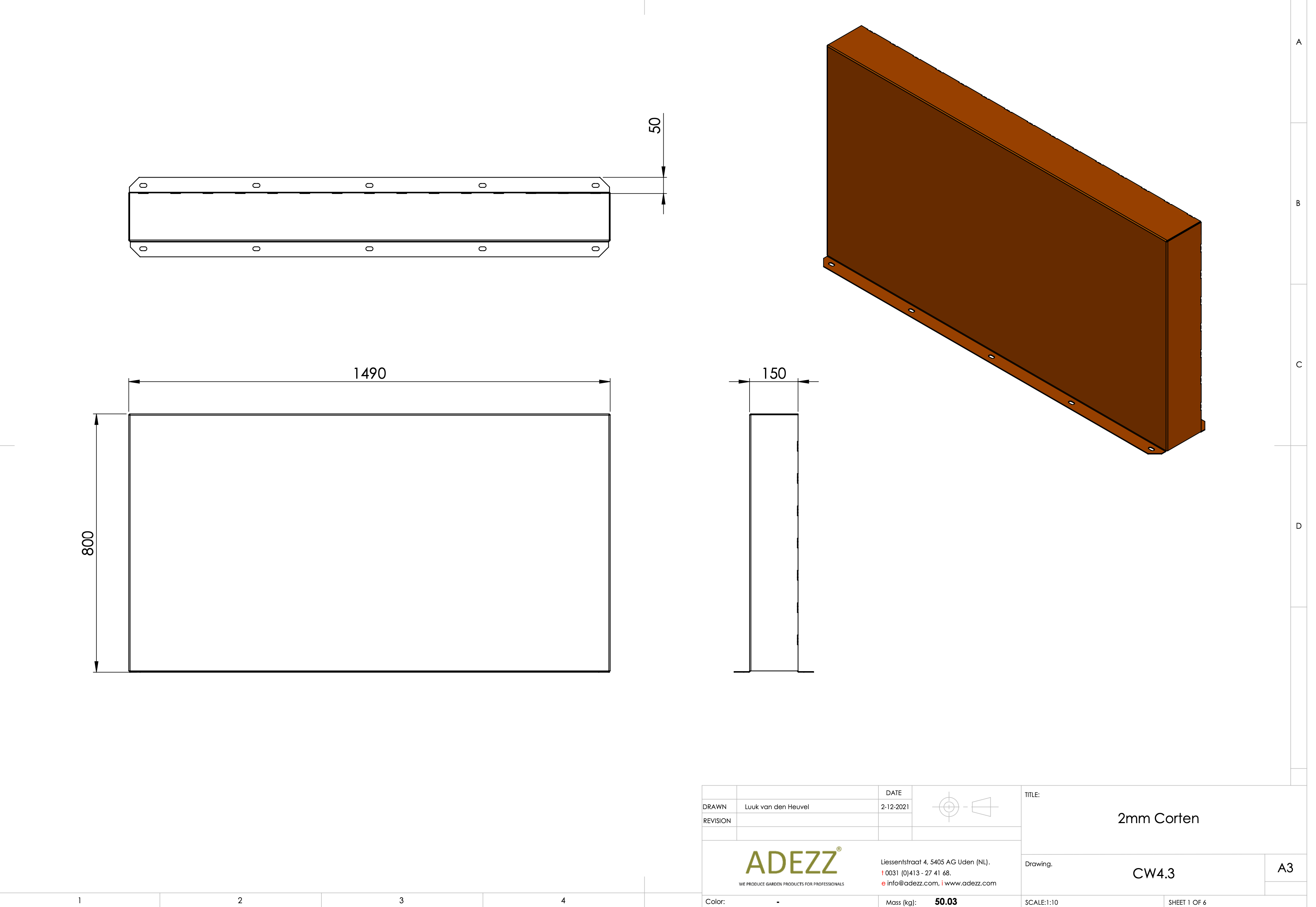 Adezz I Wand freistehend aus Cortenstahl
