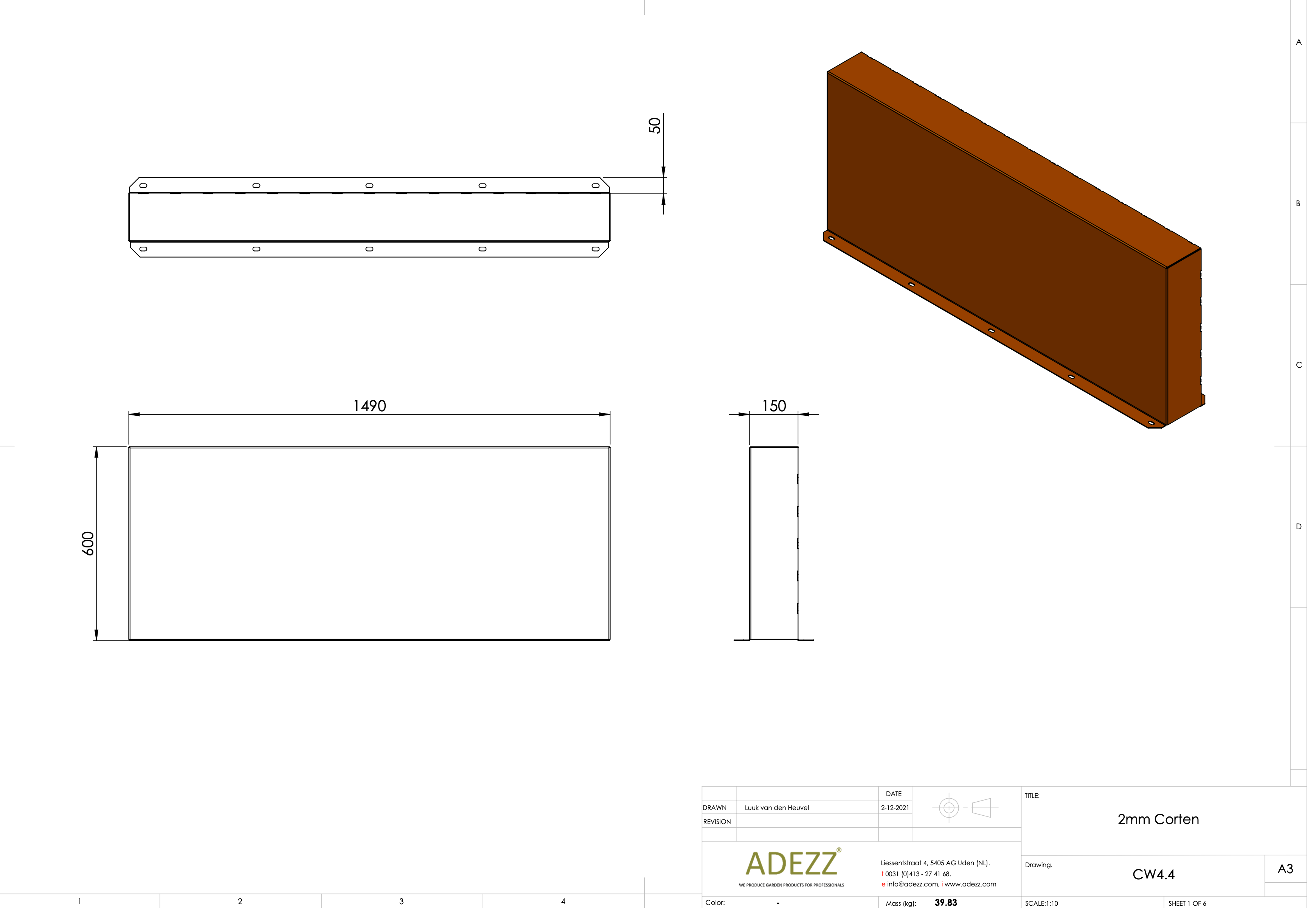 Adezz I Wand freistehend aus Cortenstahl