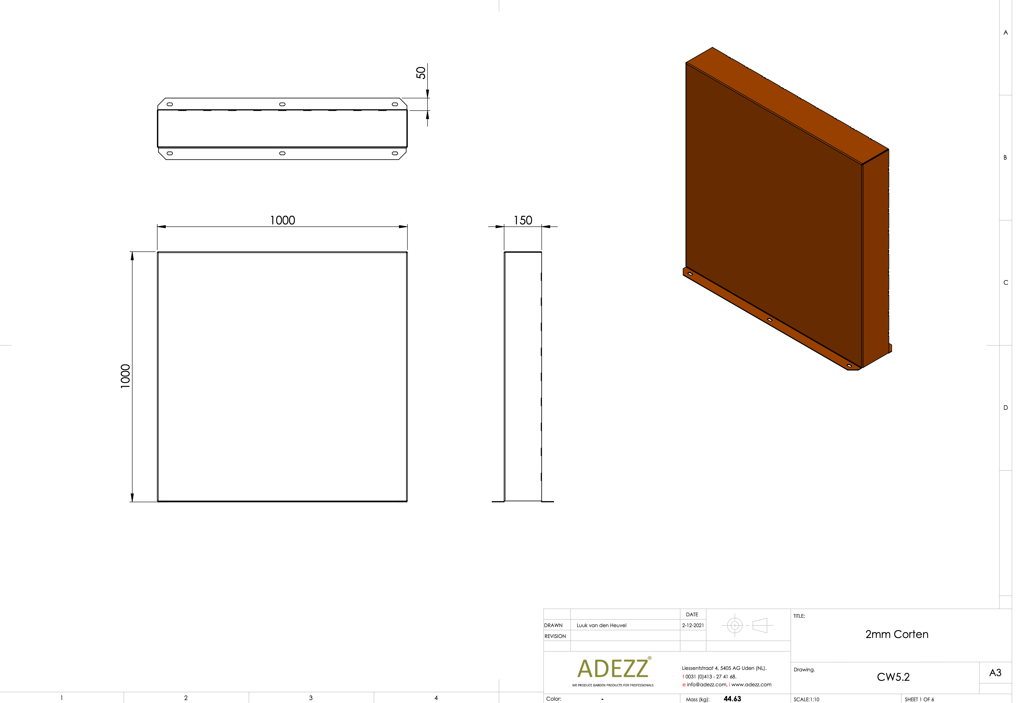 Adezz I Wand freistehend aus Cortenstahl