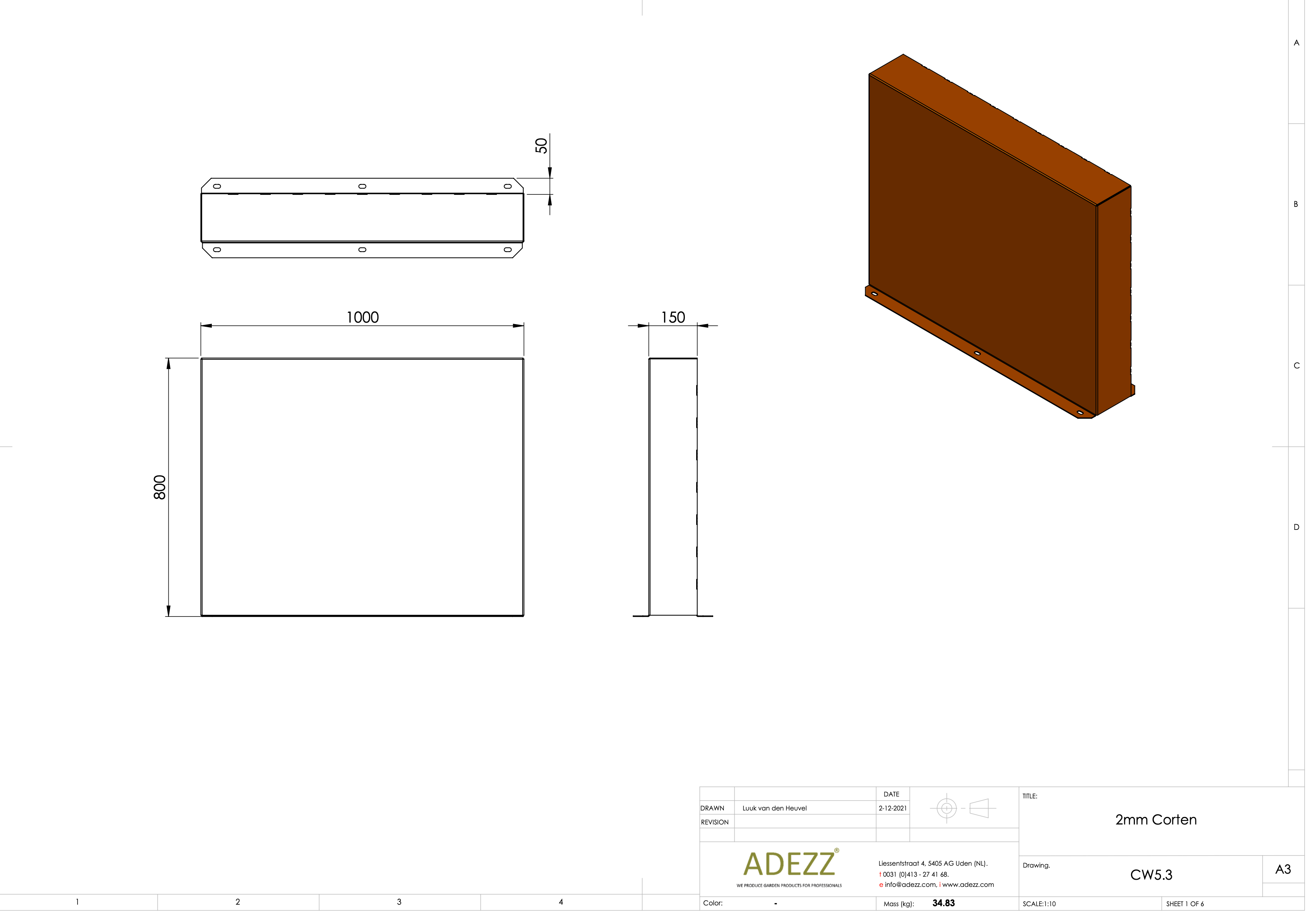 Adezz I Wand freistehend aus Cortenstahl