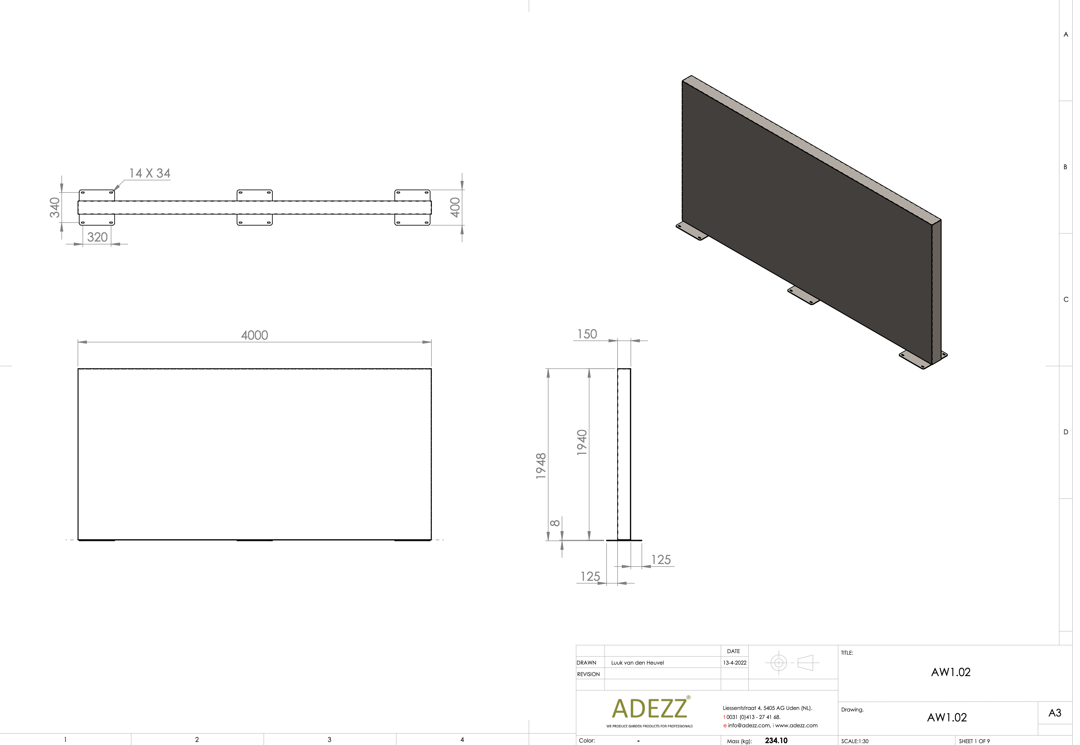 Adezz I Wand freistehend aus Aluminium