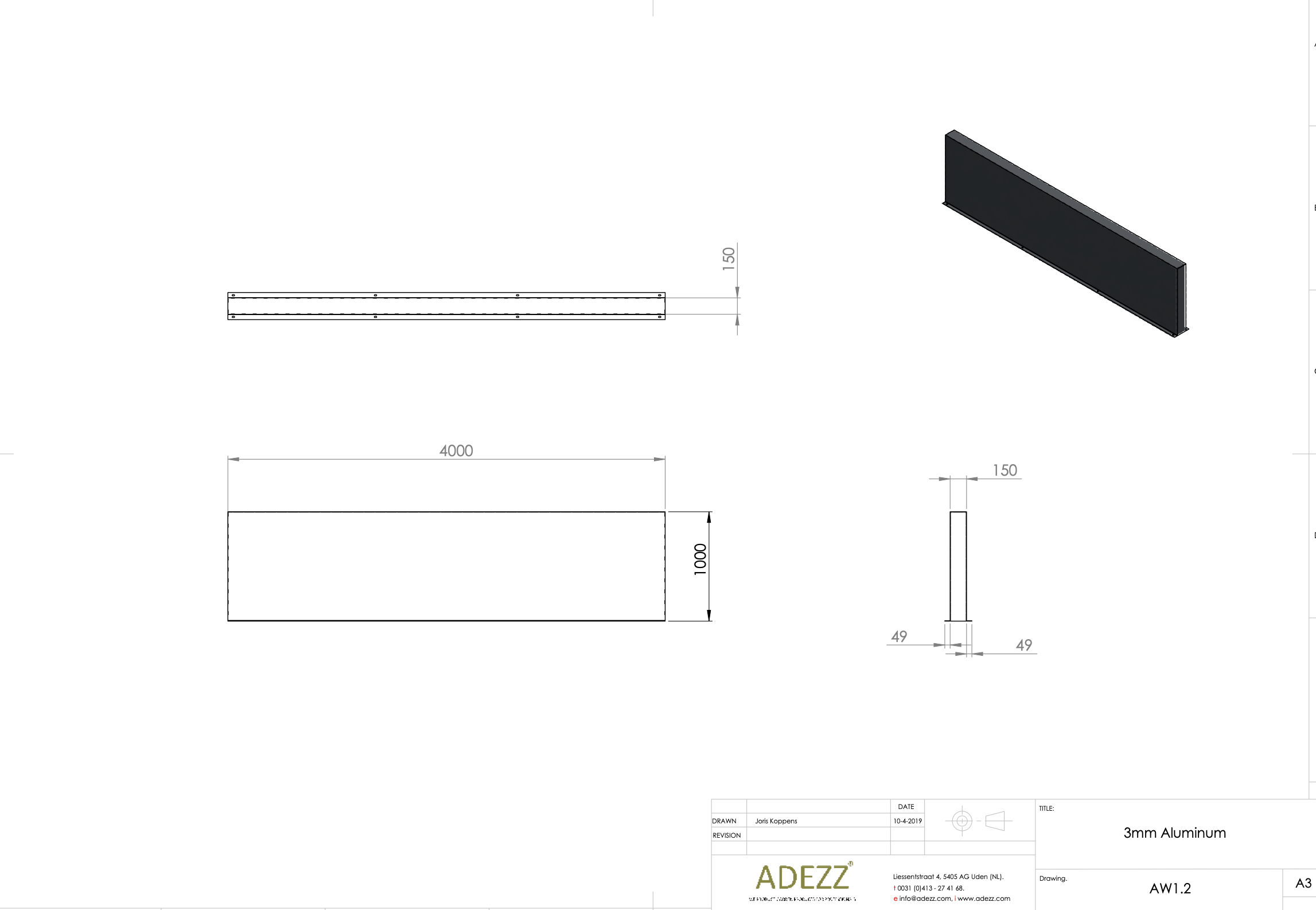 Adezz I Wand freistehend aus Aluminium