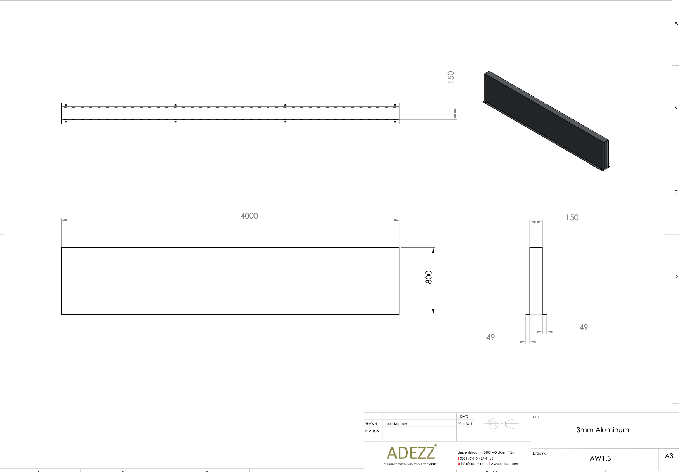 Adezz I Wand freistehend aus Aluminium