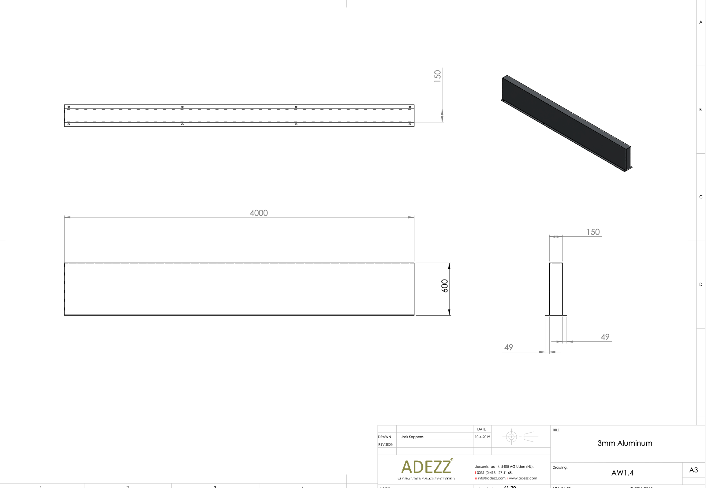 Adezz I Wand freistehend aus Aluminium