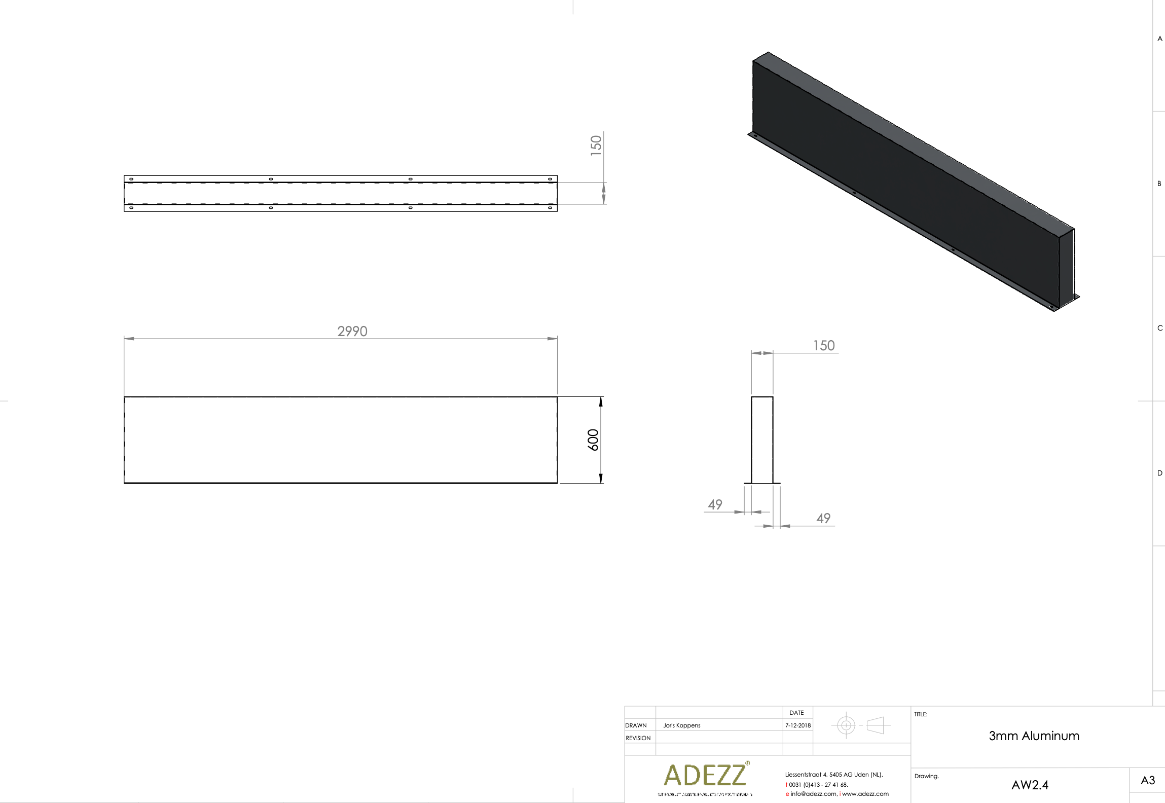 Adezz I Wand freistehend aus Aluminium