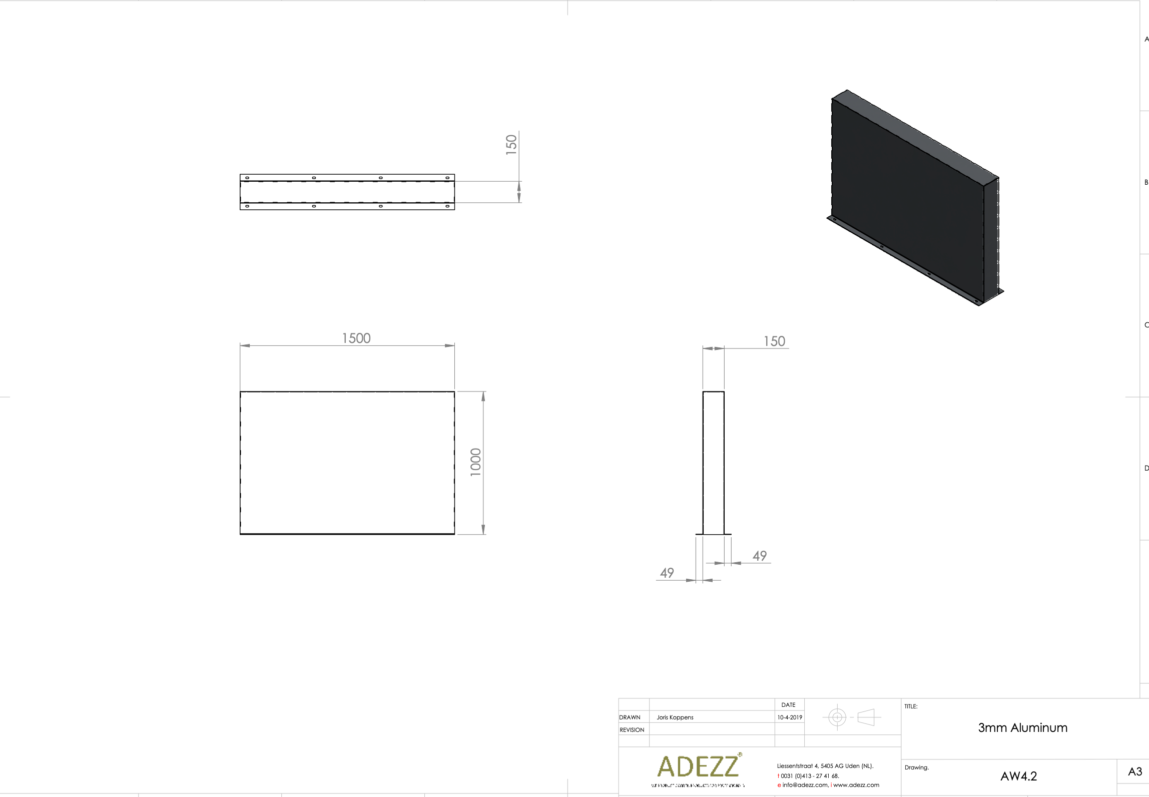 Adezz I Wand freistehend aus Aluminium