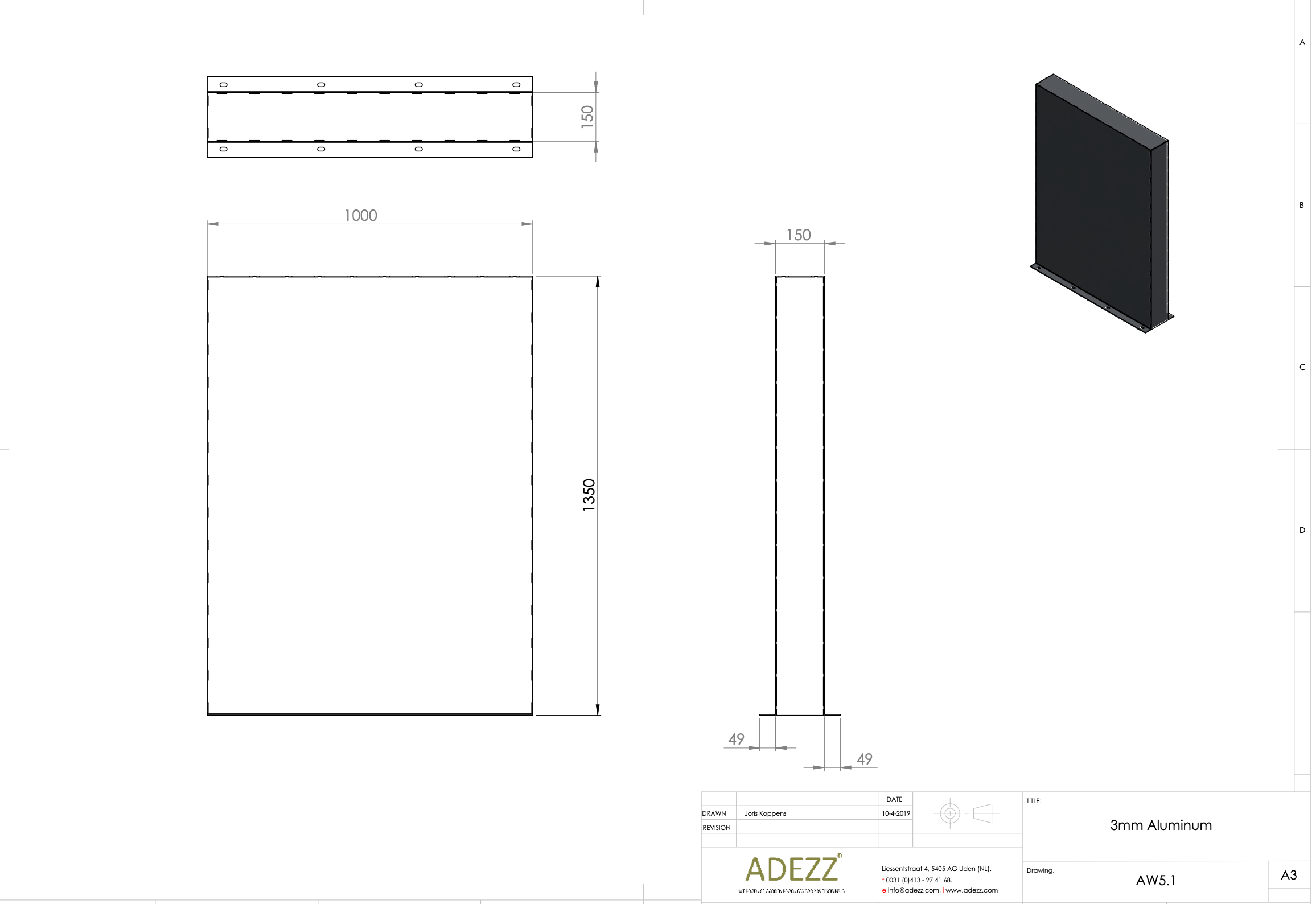 Adezz I Wand freistehend aus Aluminium