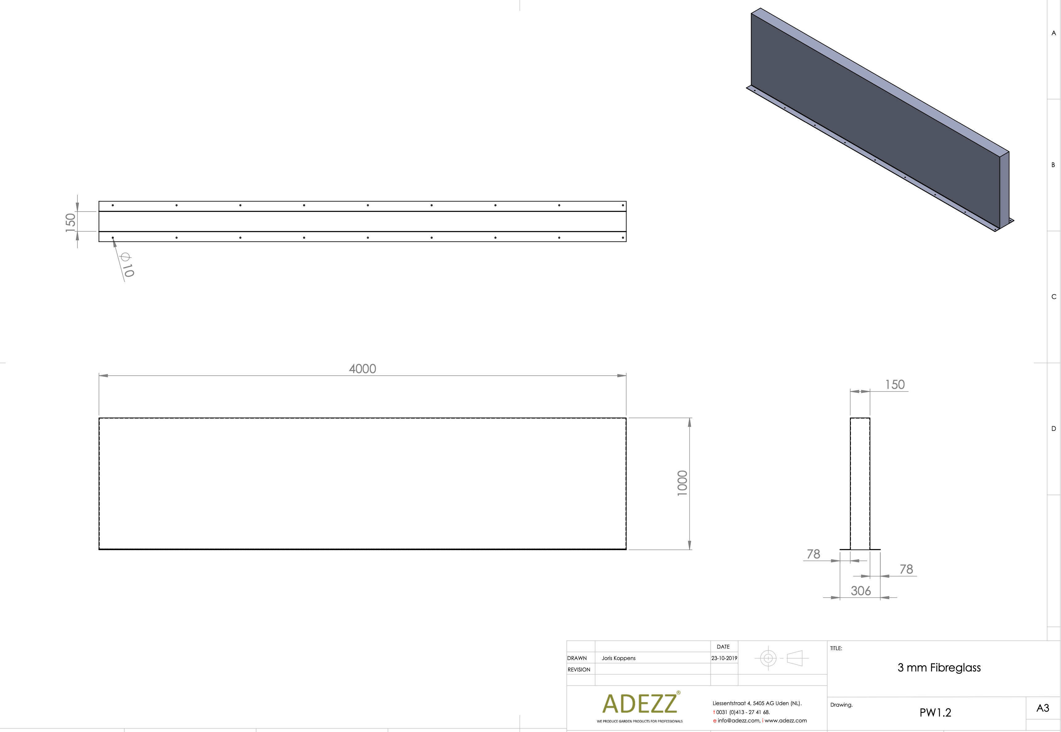Adezz I Wand freistehend aus Fiberglas
