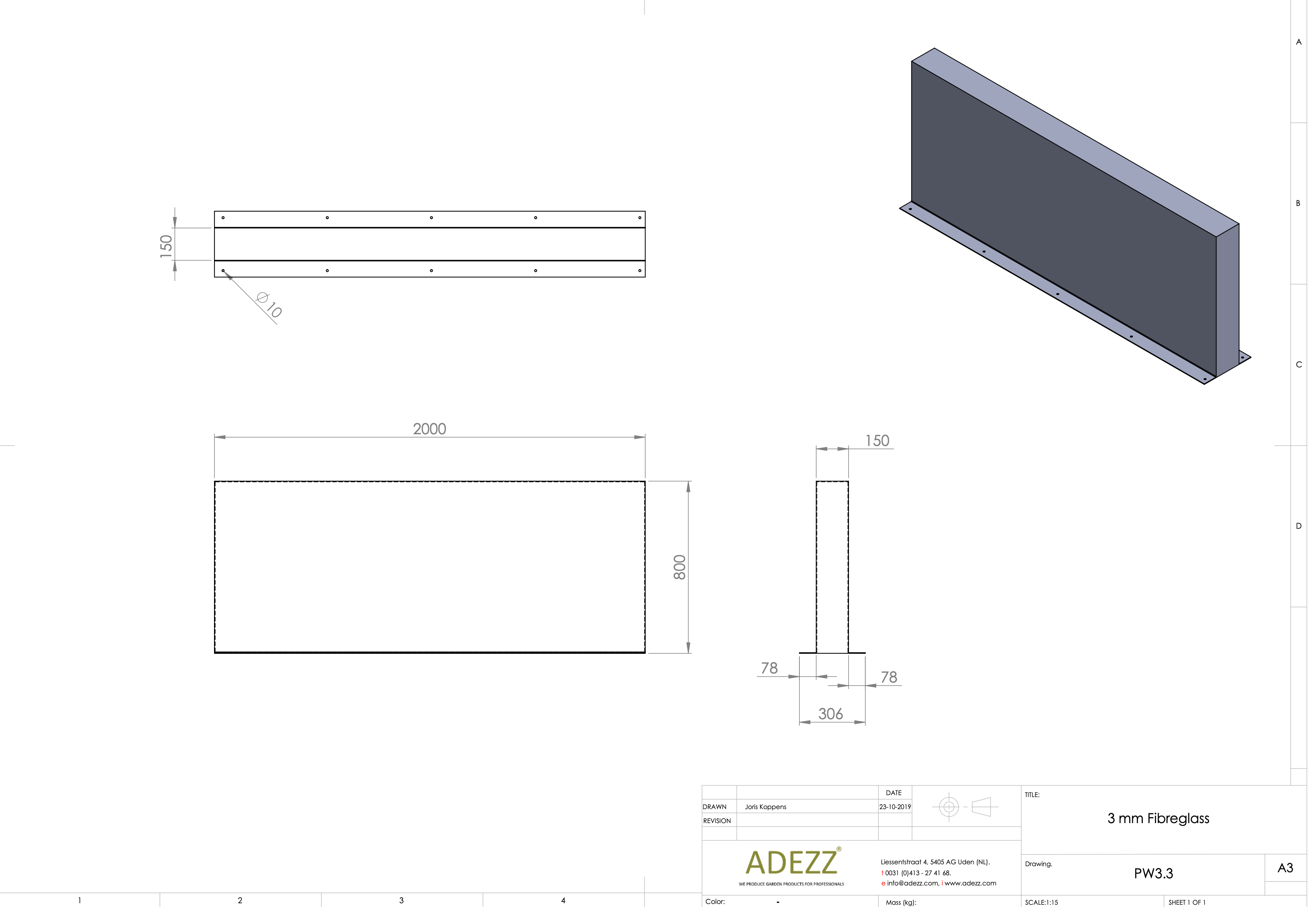 Adezz I Wand freistehend aus Fiberglas
