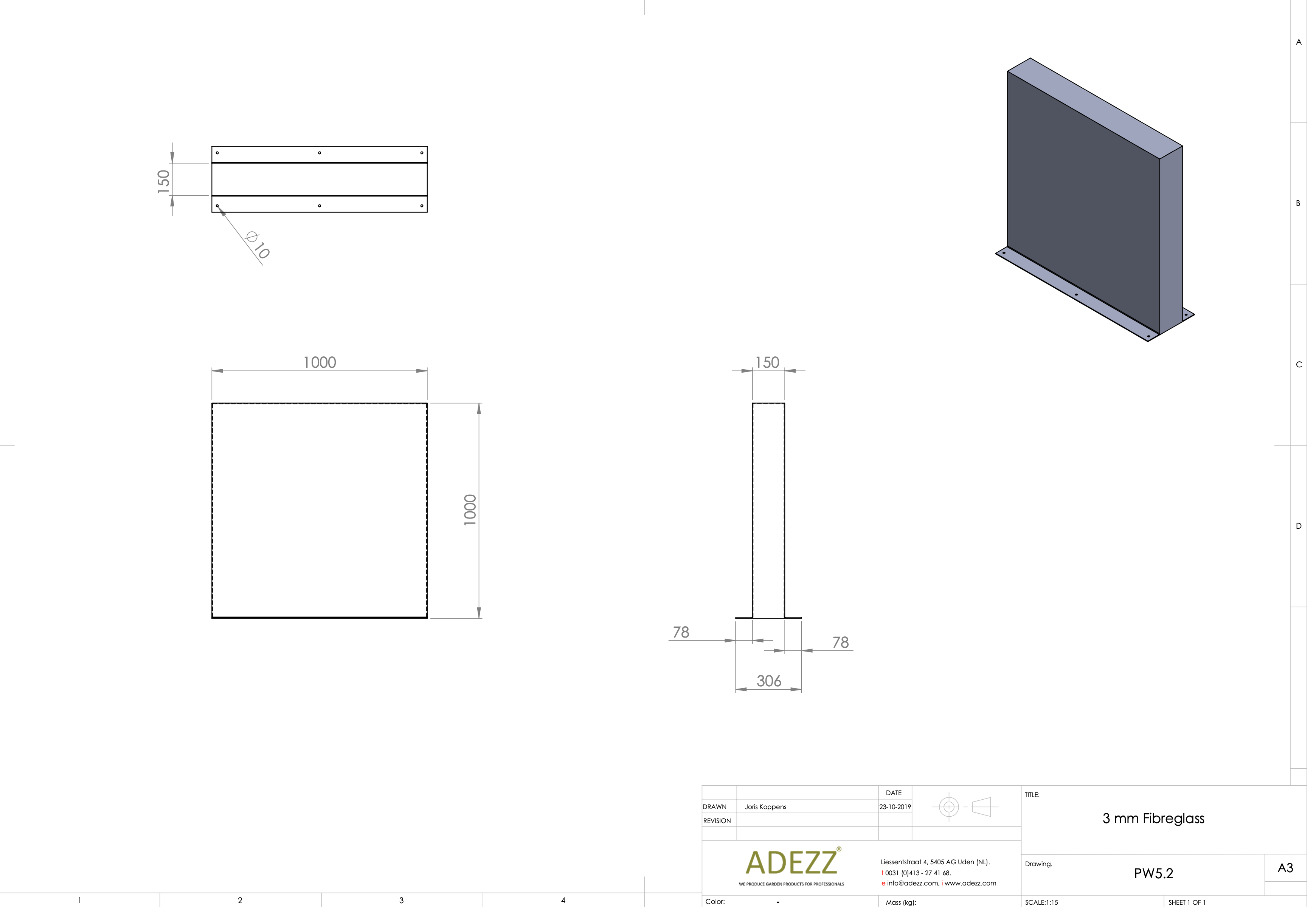 Adezz I Wand freistehend aus Fiberglas