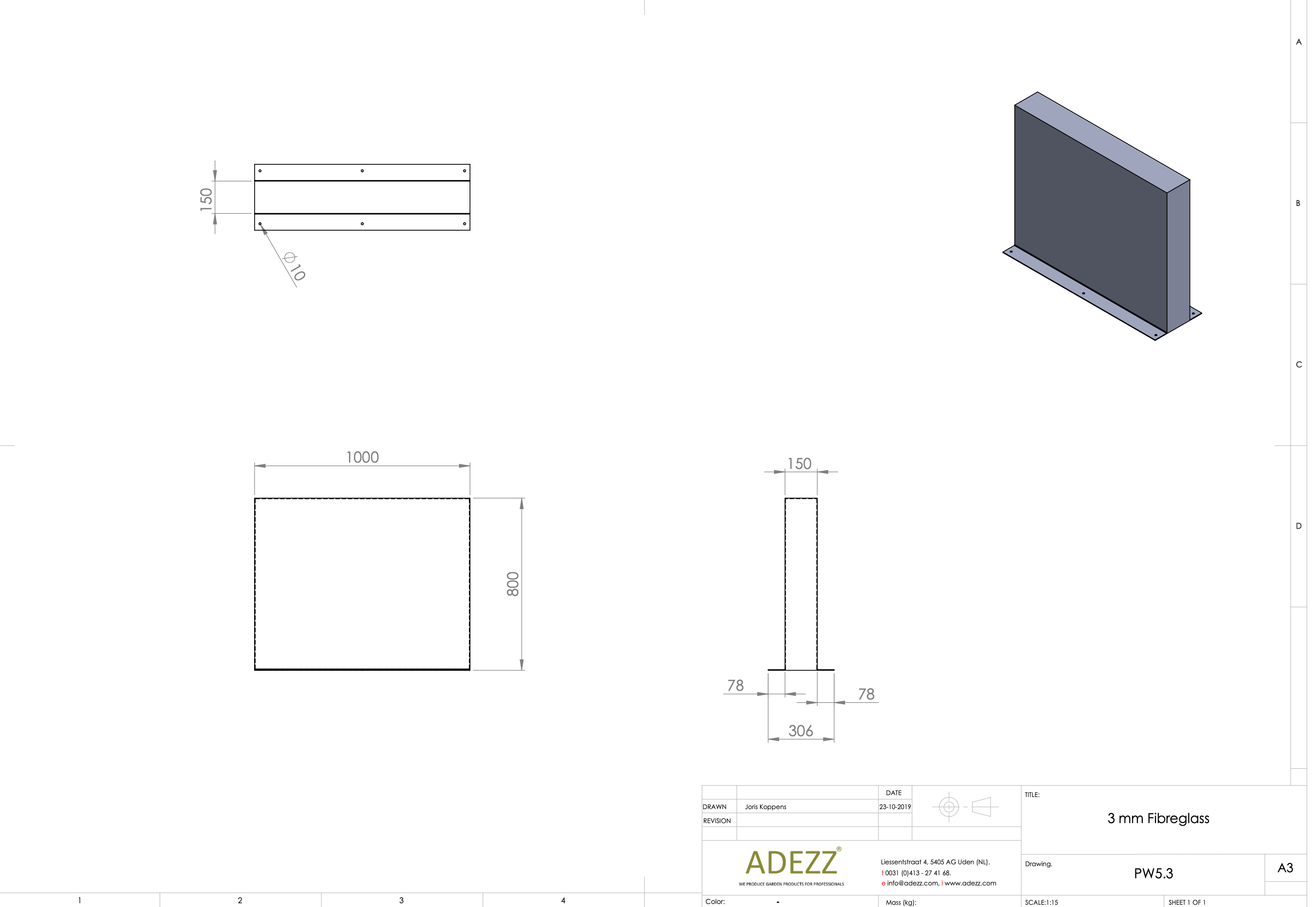 Adezz I Wand freistehend aus Fiberglas