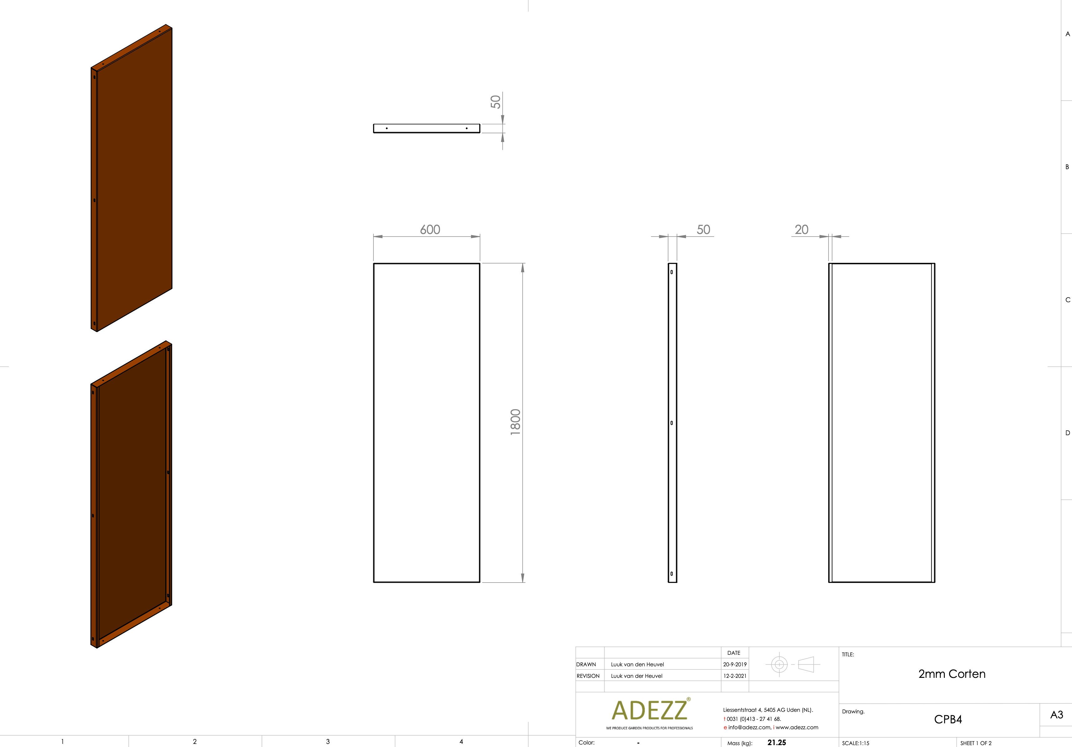 Adezz I Paneele aus Cortenstahl Standard