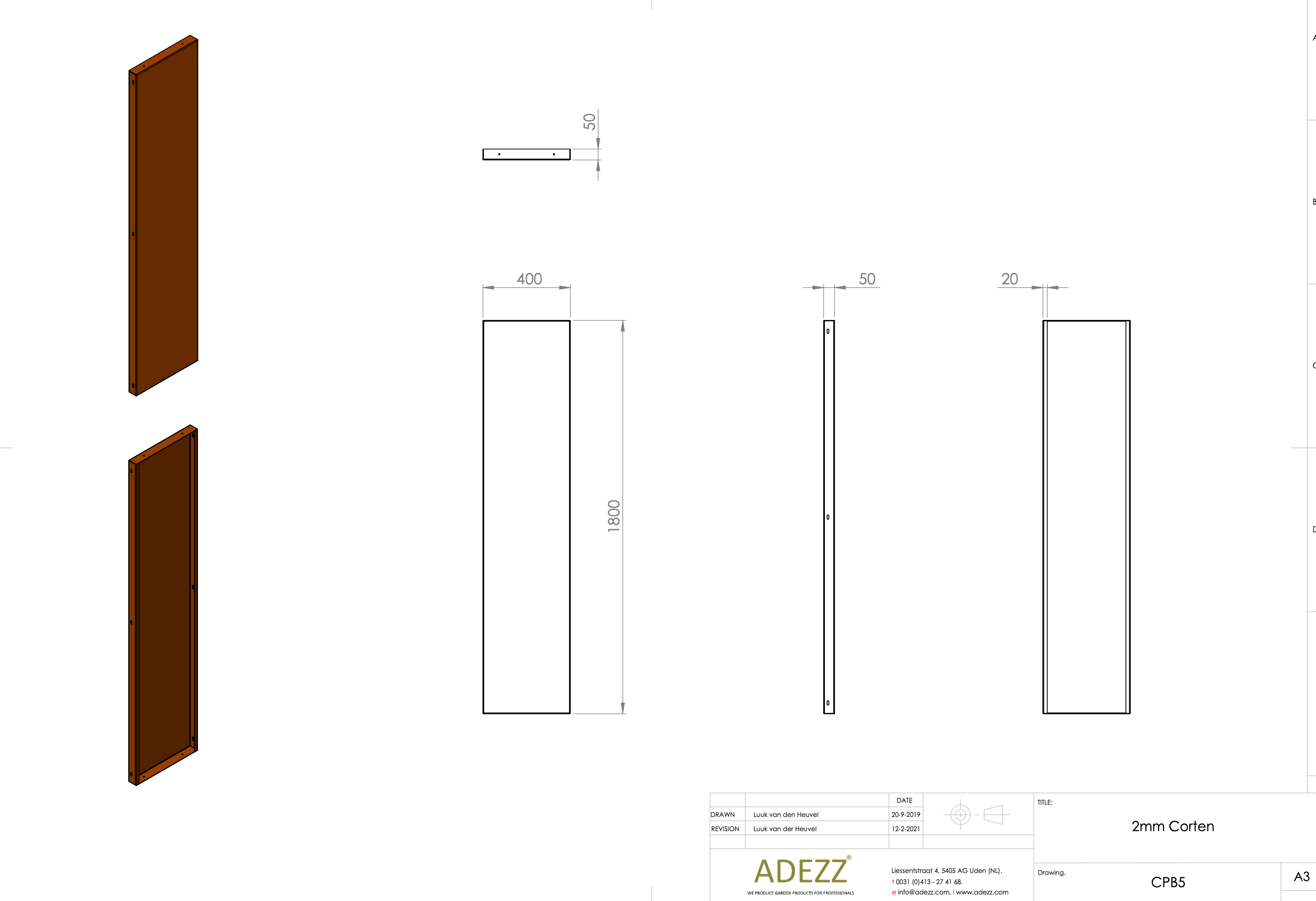 Adezz I Paneele aus Cortenstahl Standard
