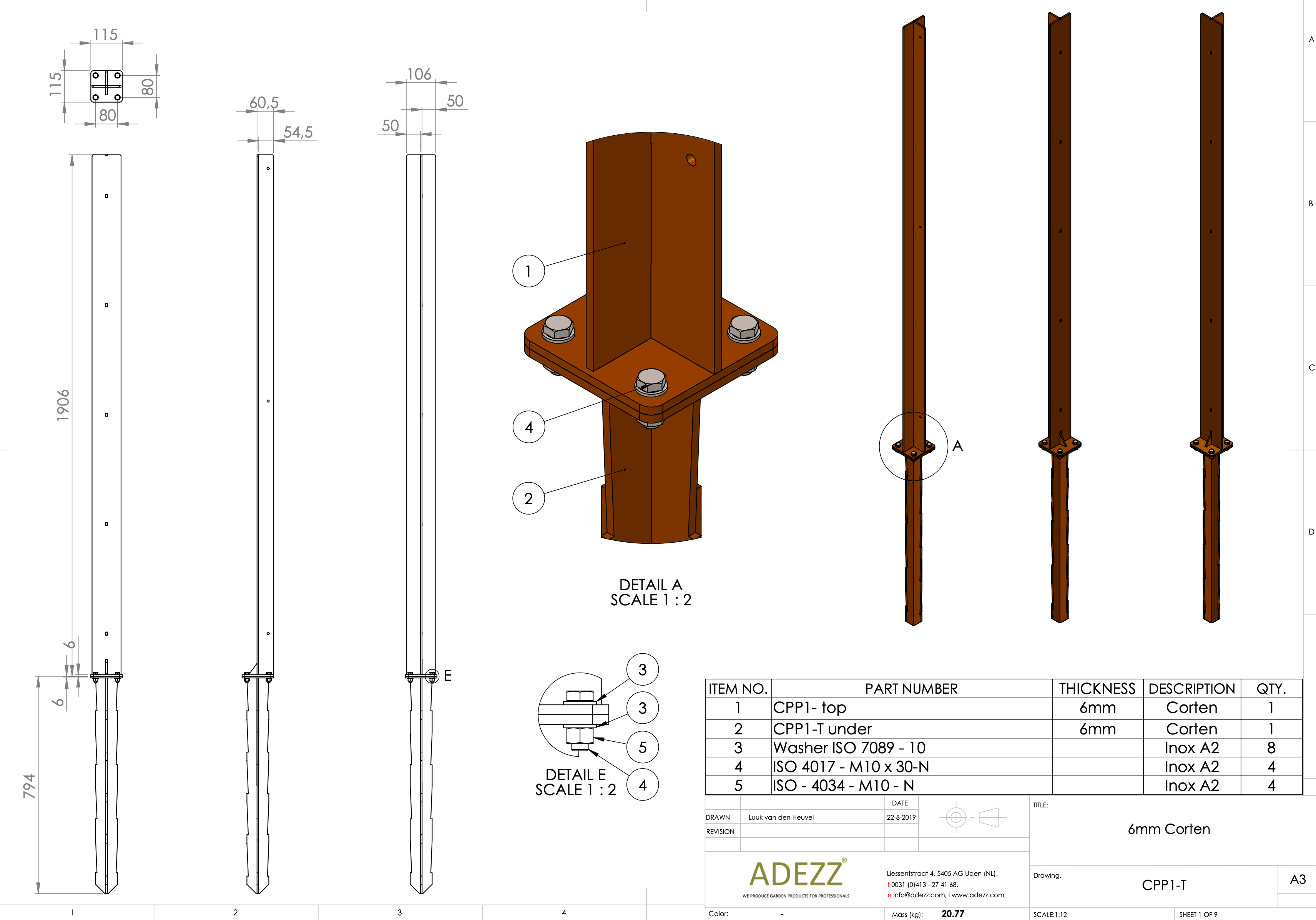 Adezz I Paneele aus Cortenstahl Standard